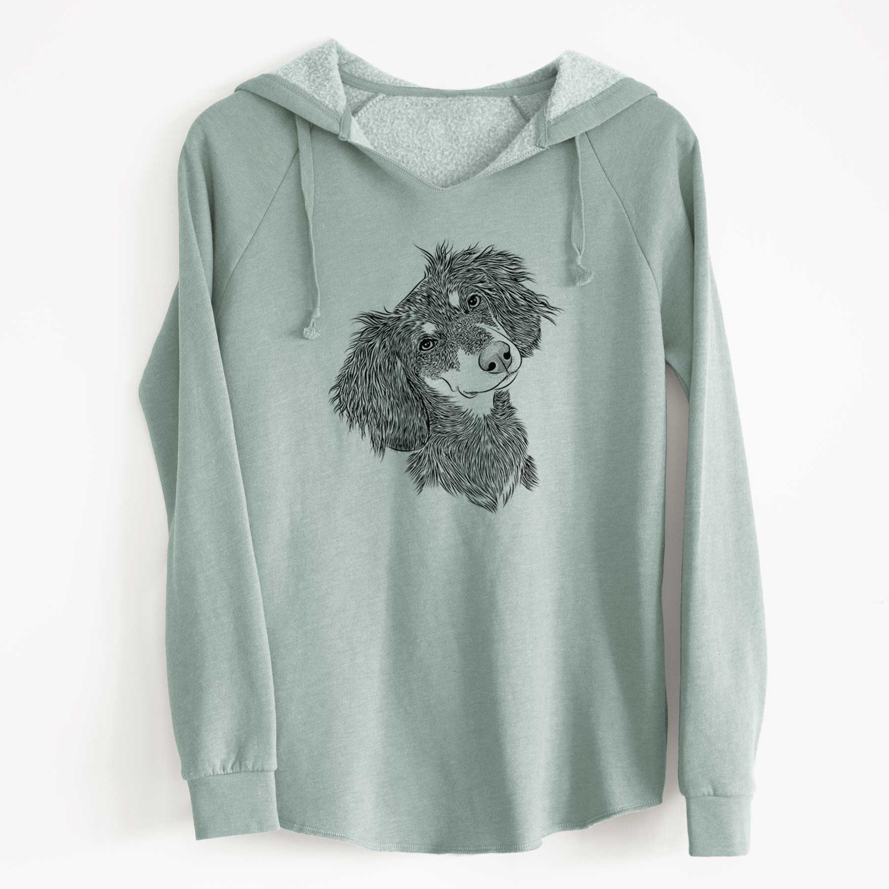 Bare Bailey the Long Haired Dachshund - Cali Wave Hooded Sweatshirt