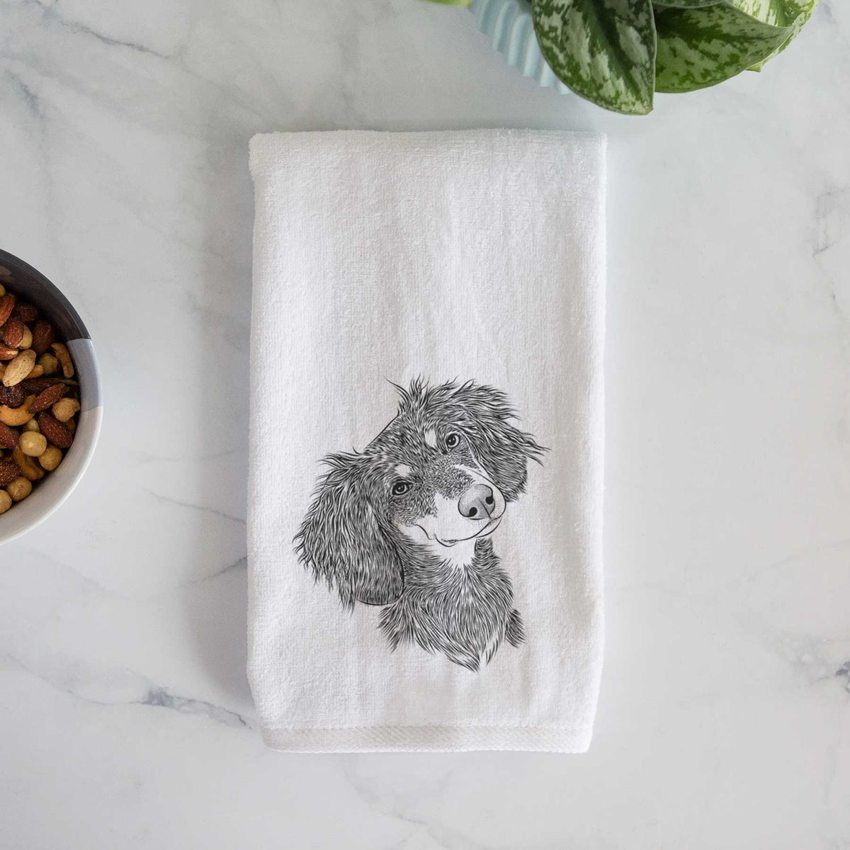 Bailey the Long Haired Dachshund Decorative Hand Towel