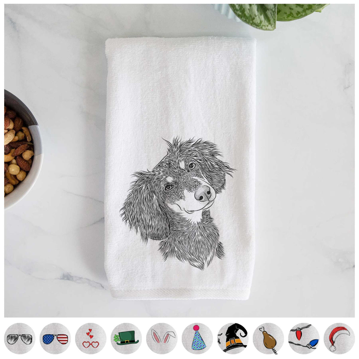 Bailey the Long Haired Dachshund Decorative Hand Towel