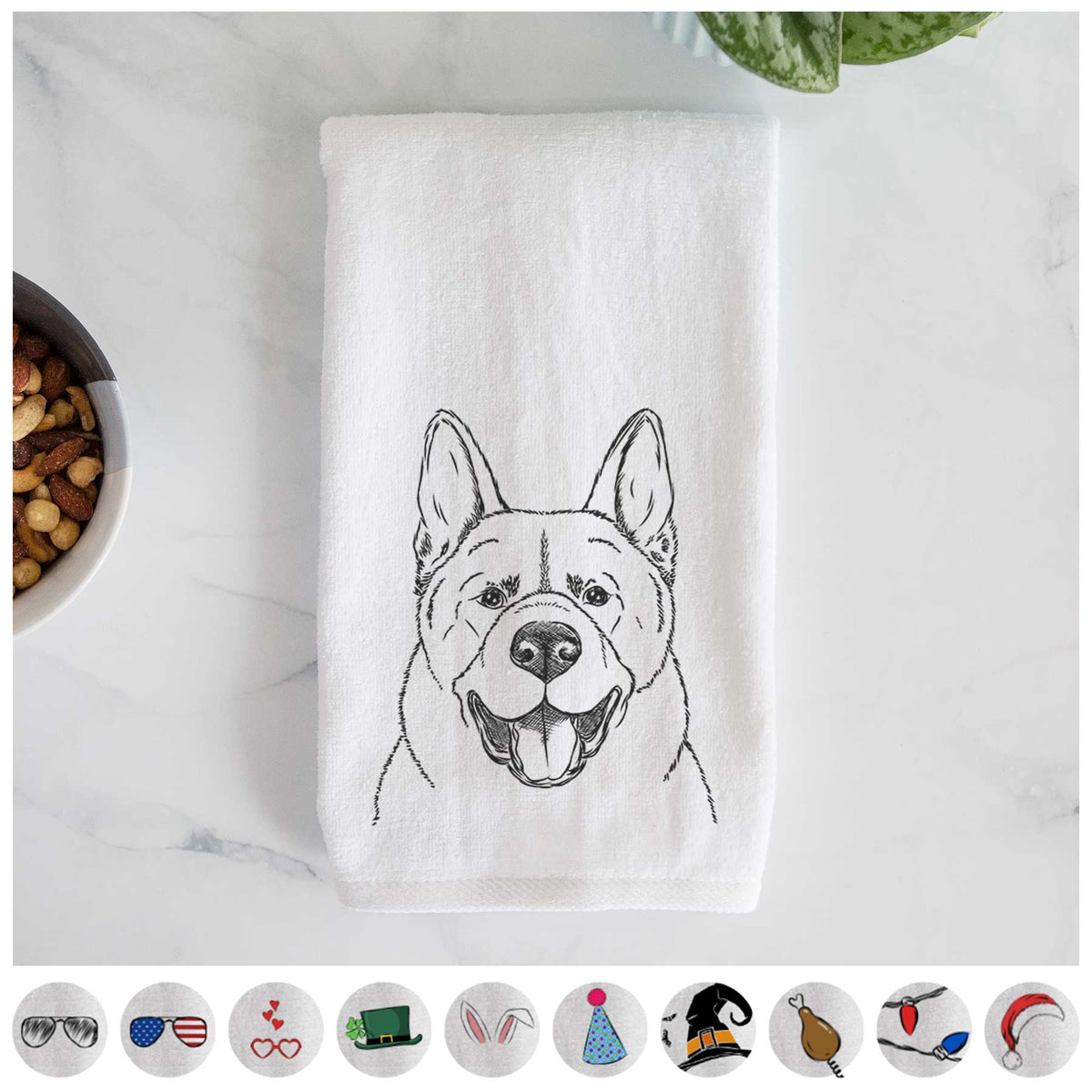 Baku the Akita Decorative Hand Towel