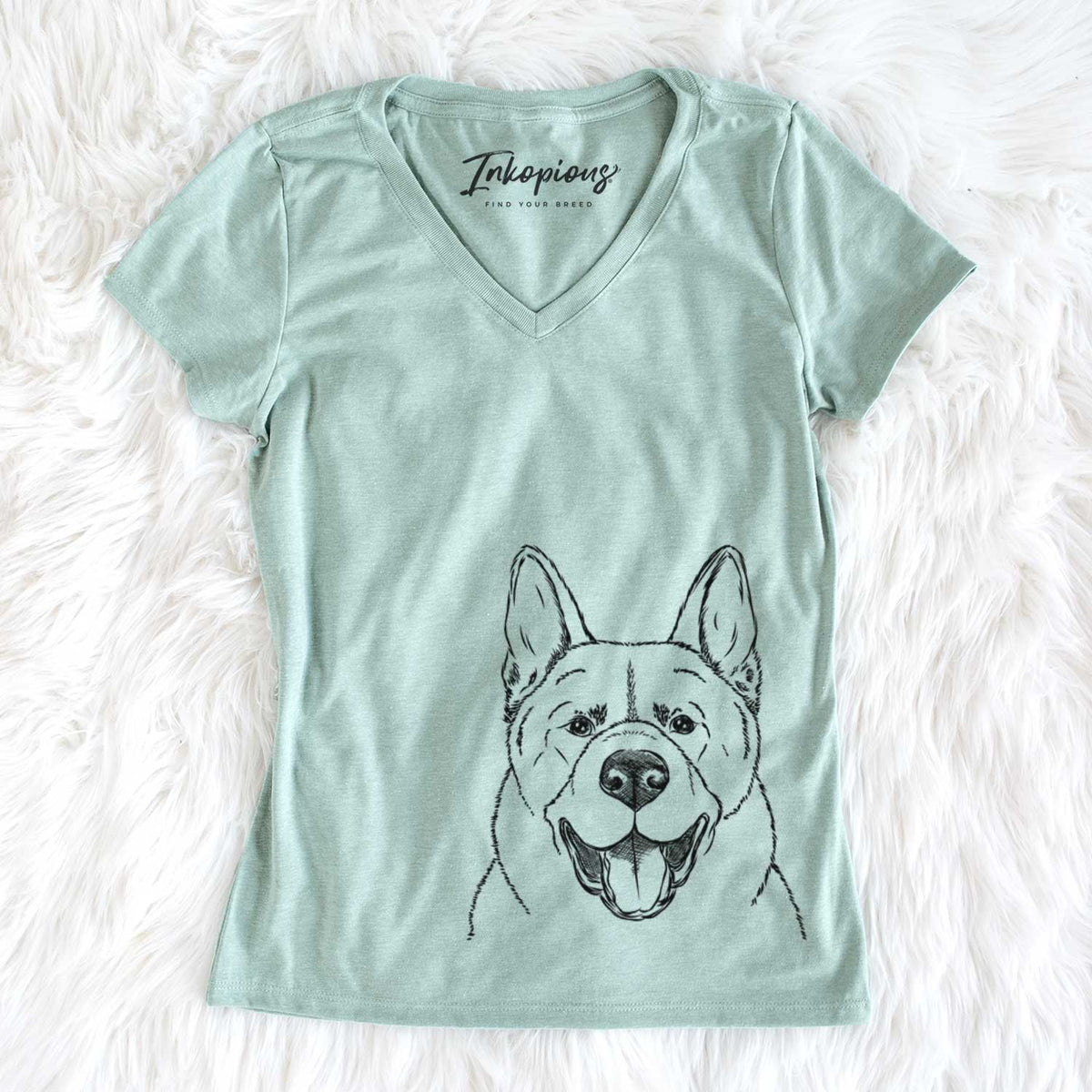 Bare Baku the Akita - Women's V-neck Shirt