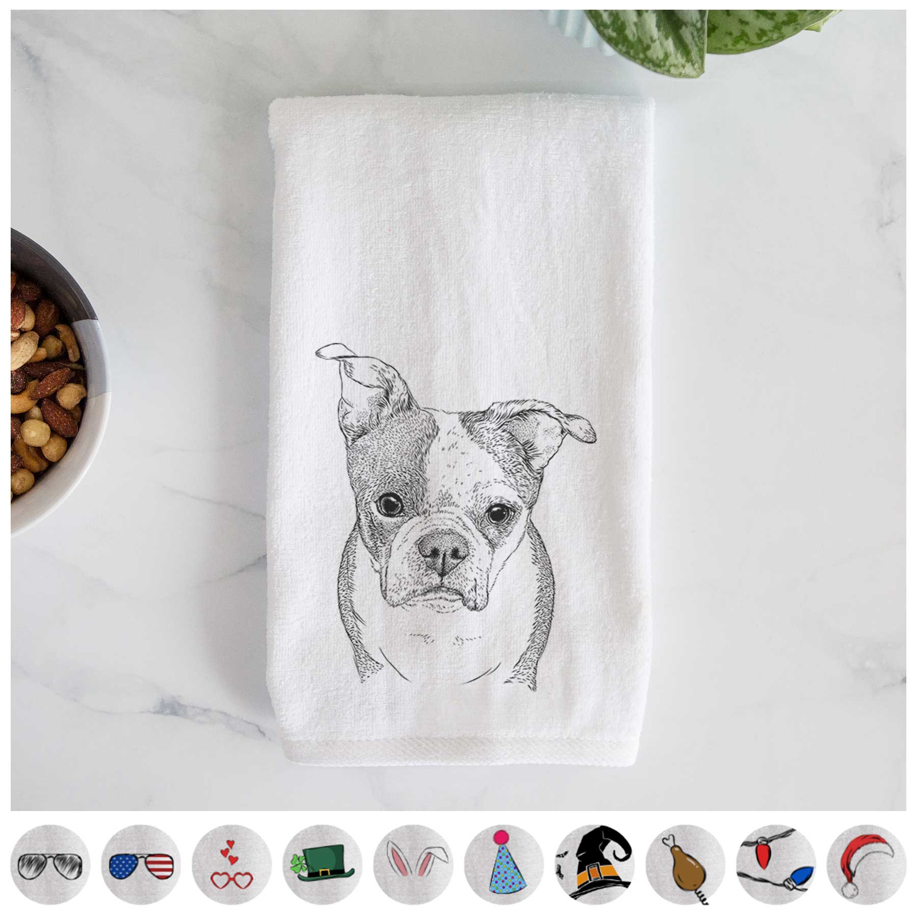 Bandit the Boston Terrier Decorative Hand Towel