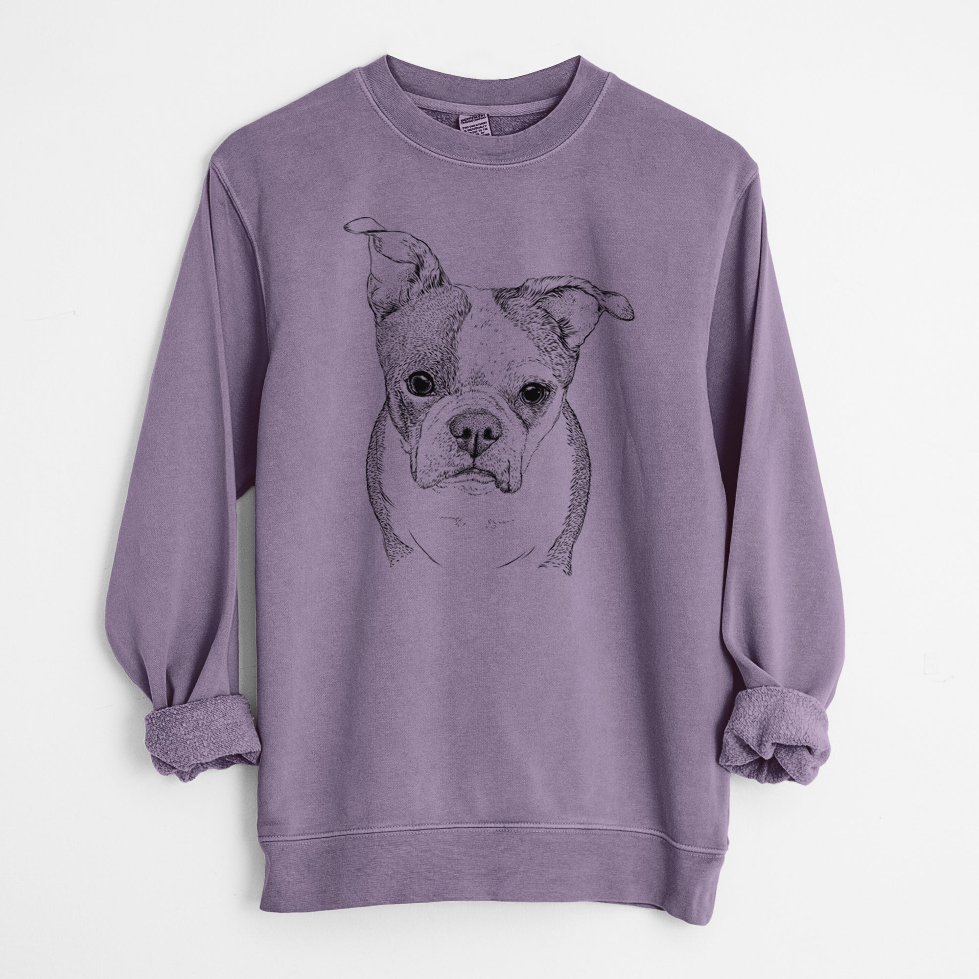 Bare Bandit the Boston Terrier - Unisex Pigment Dyed Crew Sweatshirt