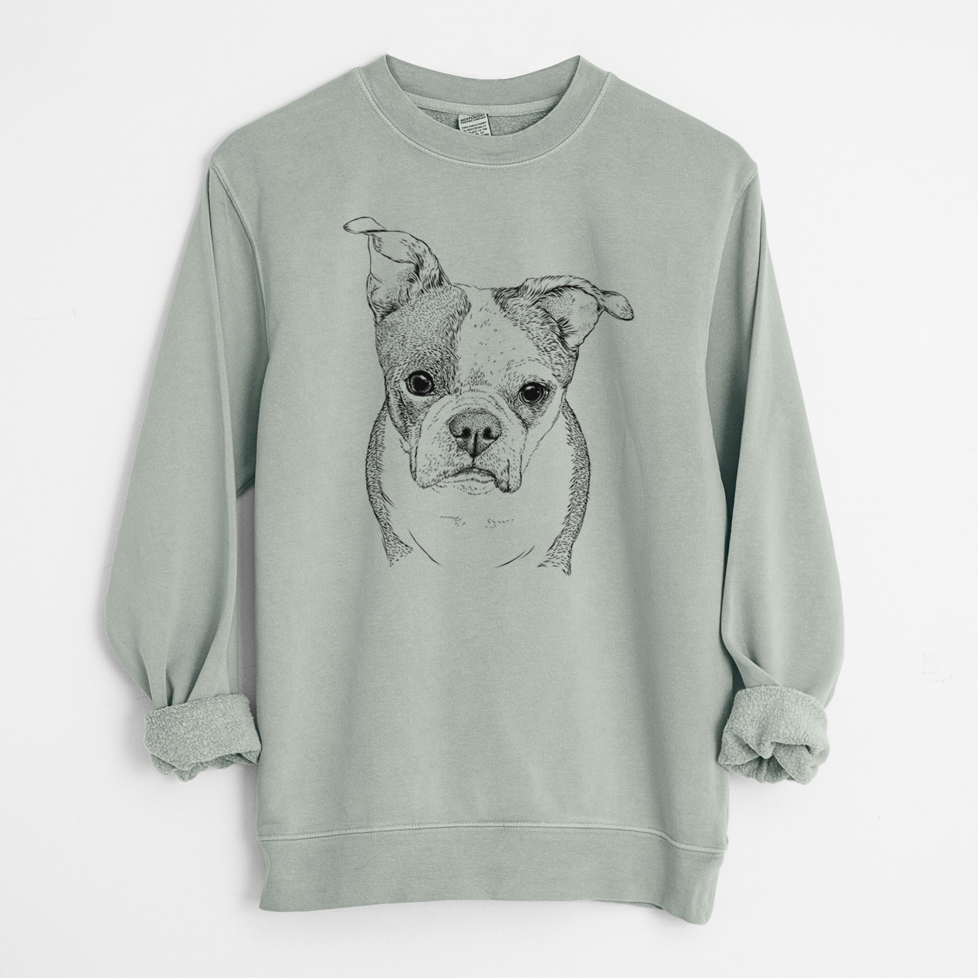 Bare Bandit the Boston Terrier - Unisex Pigment Dyed Crew Sweatshirt