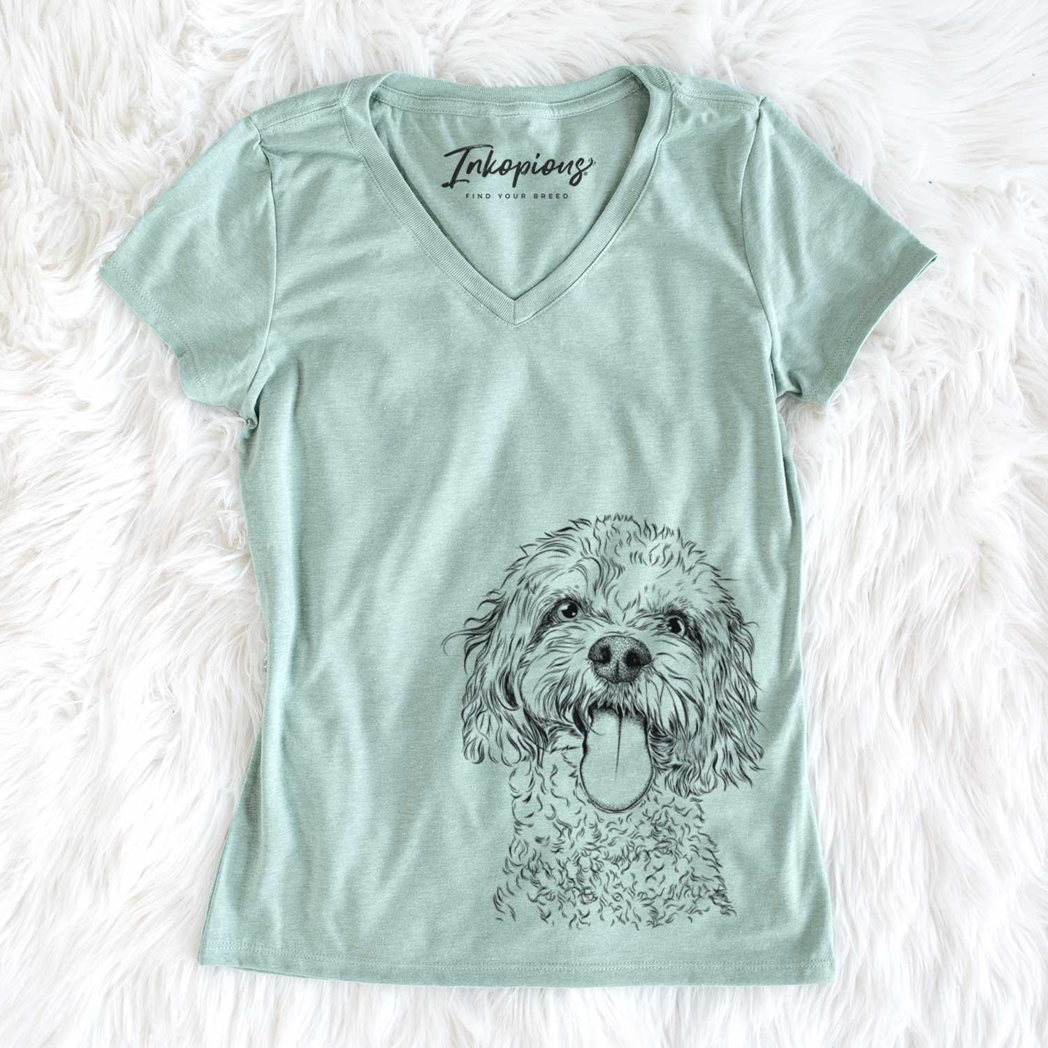 Bare Barney the Cavachon - Women's V-neck Shirt