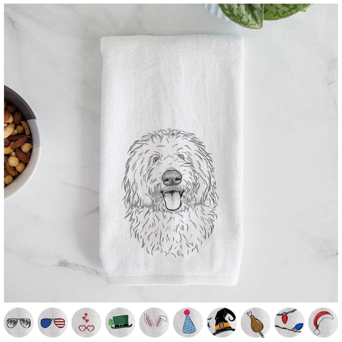 Barry the Old English Sheepdog Decorative Hand Towel