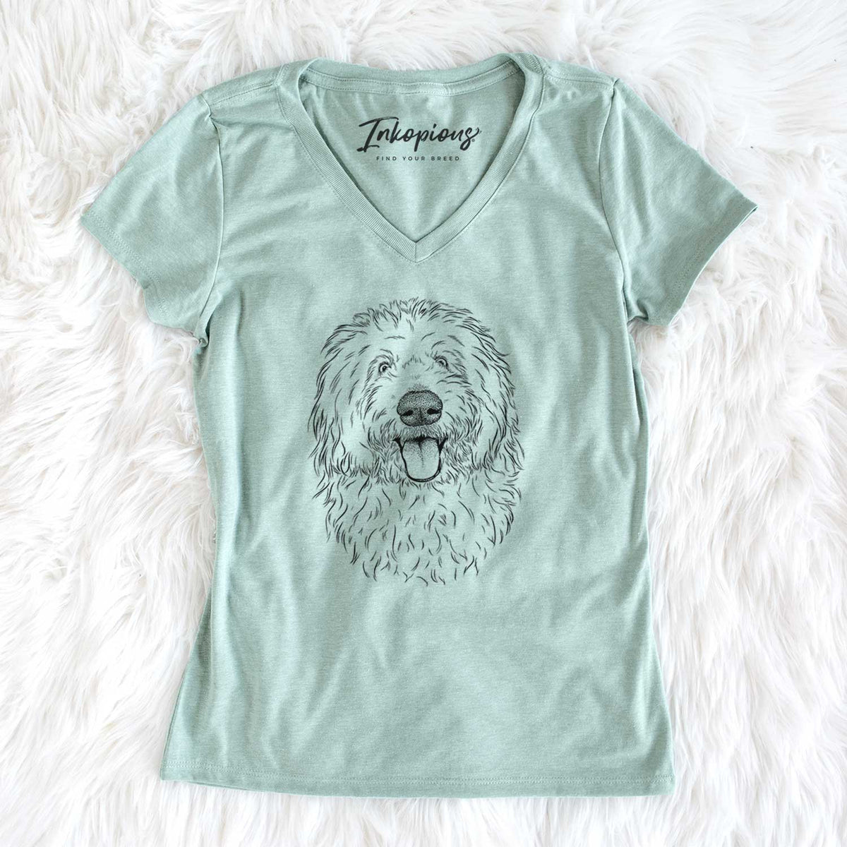 Bare Barry the Old English Sheepdog - Women&#39;s V-neck Shirt