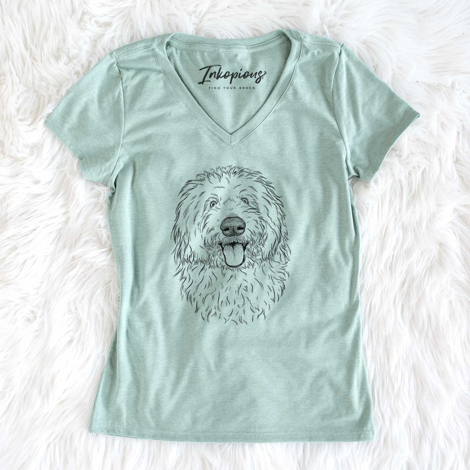 Bare Barry the Old English Sheepdog - Women's V-neck Shirt