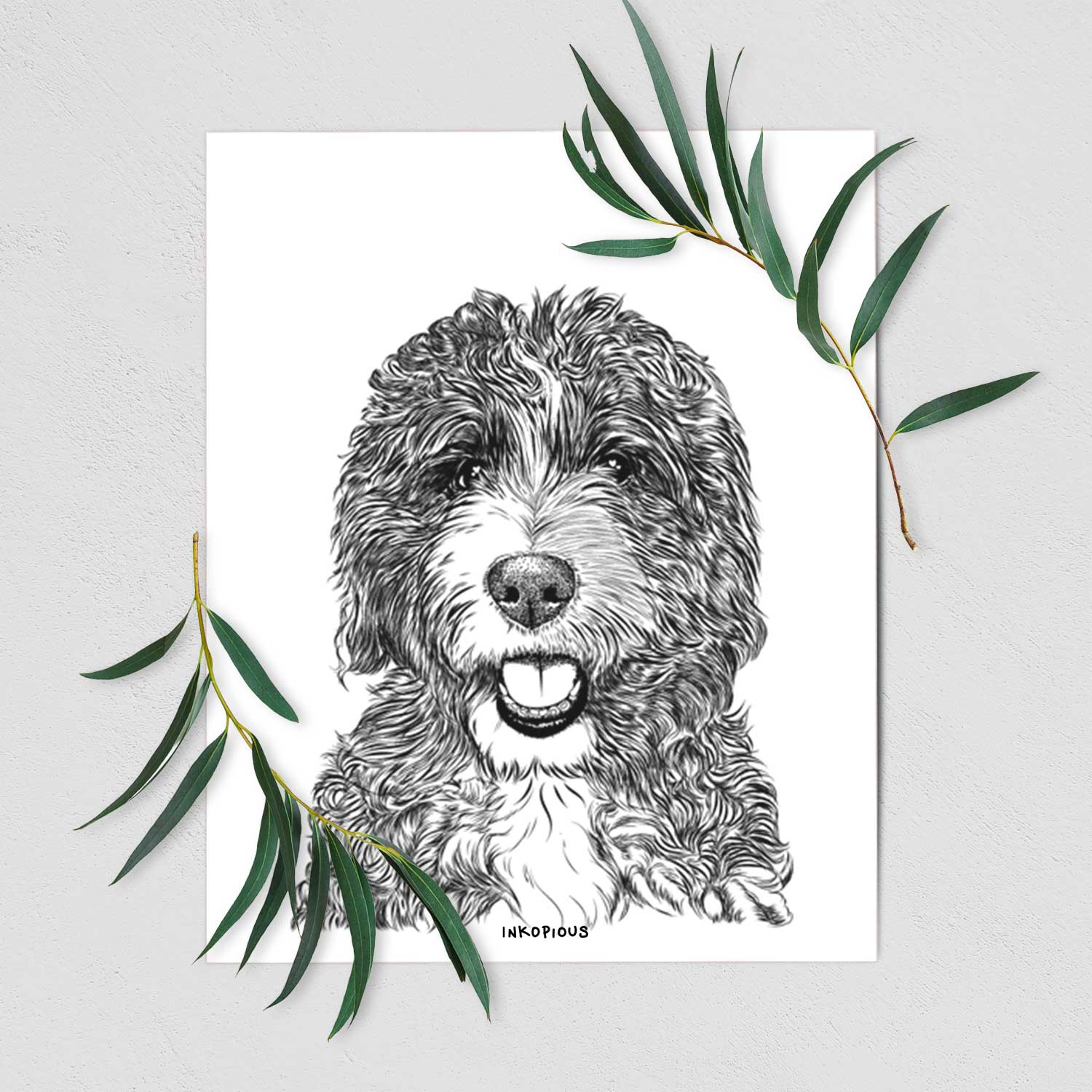 Bash the Bernedoodle Art Print