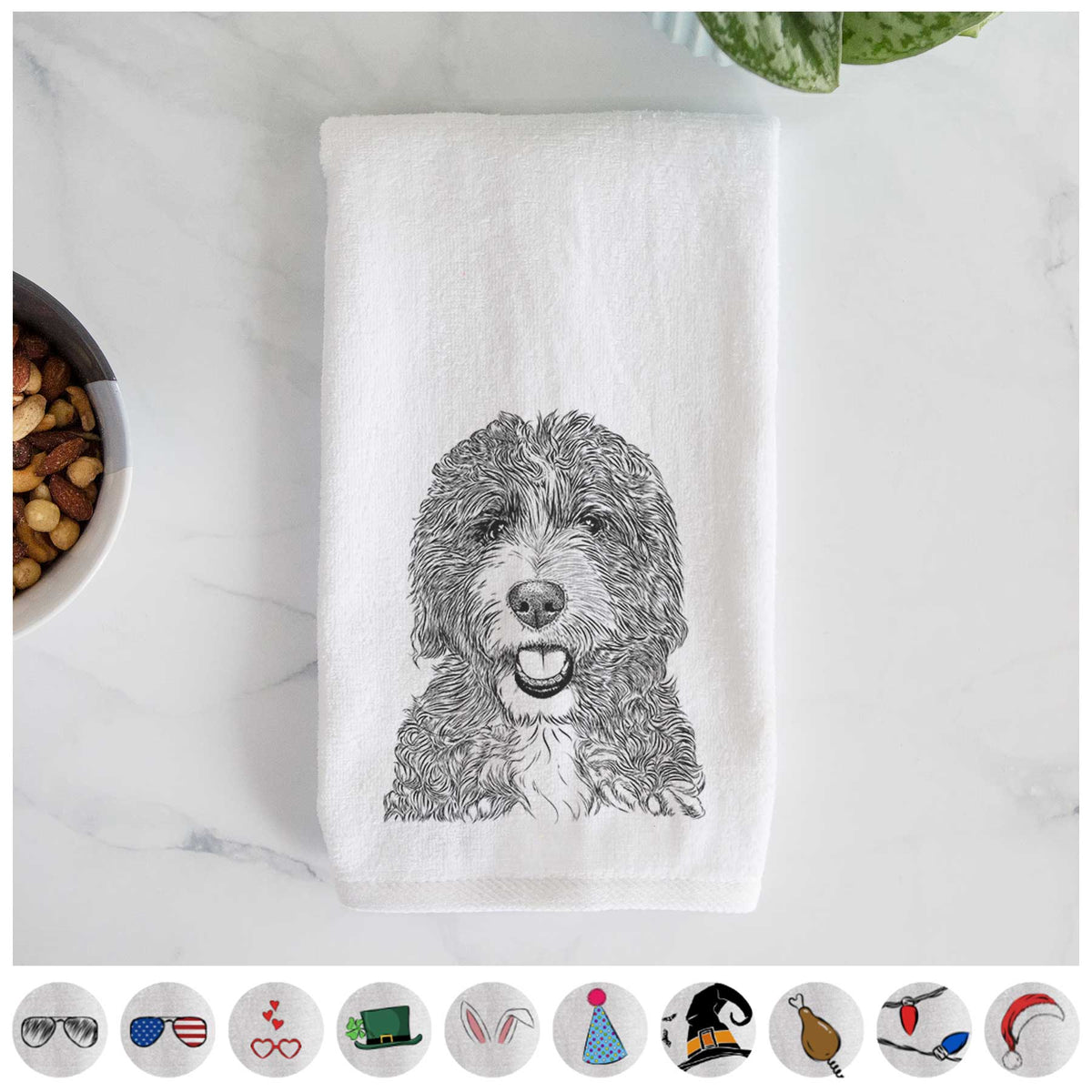 Bash the Bernedoodle Decorative Hand Towel