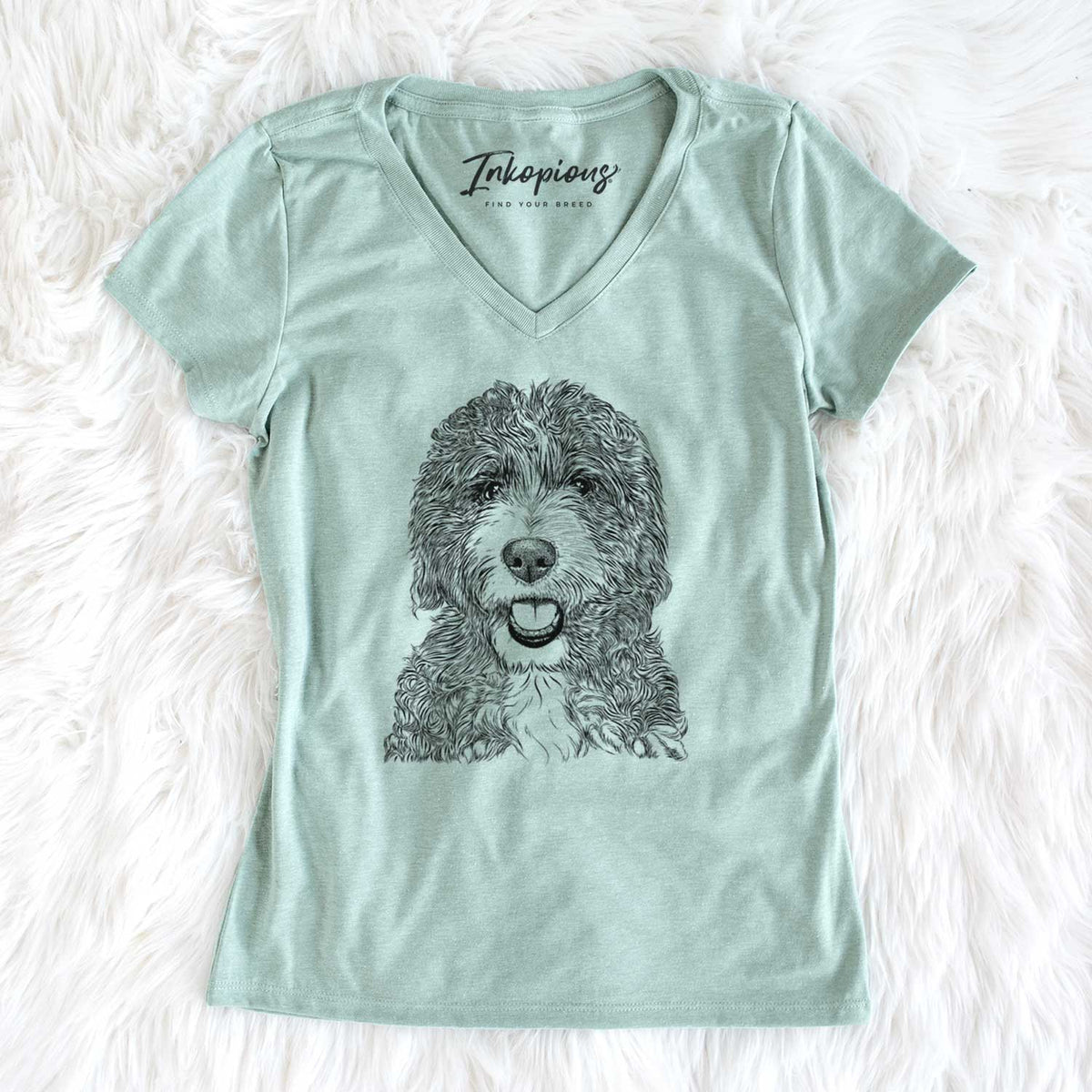 Bare Bash the Bernedoodle - Women&#39;s V-neck Shirt