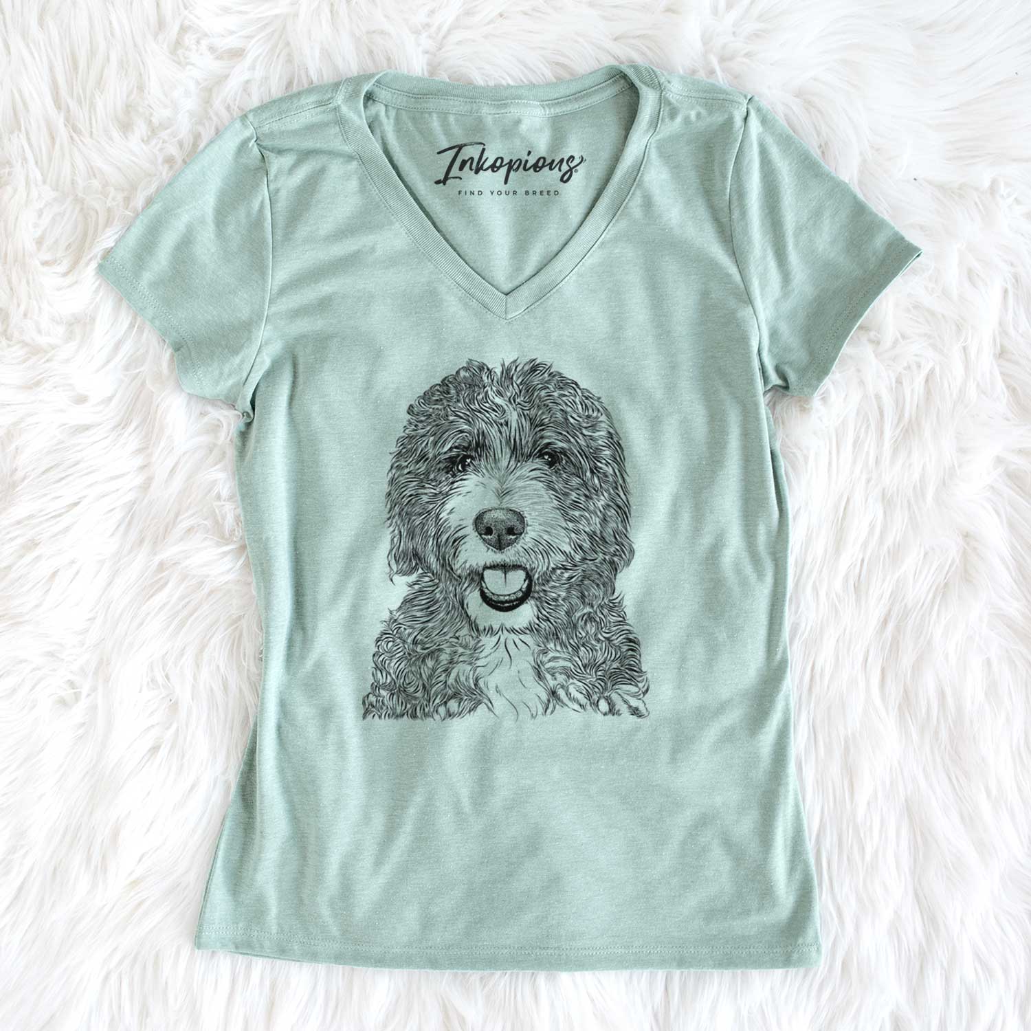 Bare Bash the Bernedoodle - Women's V-neck Shirt