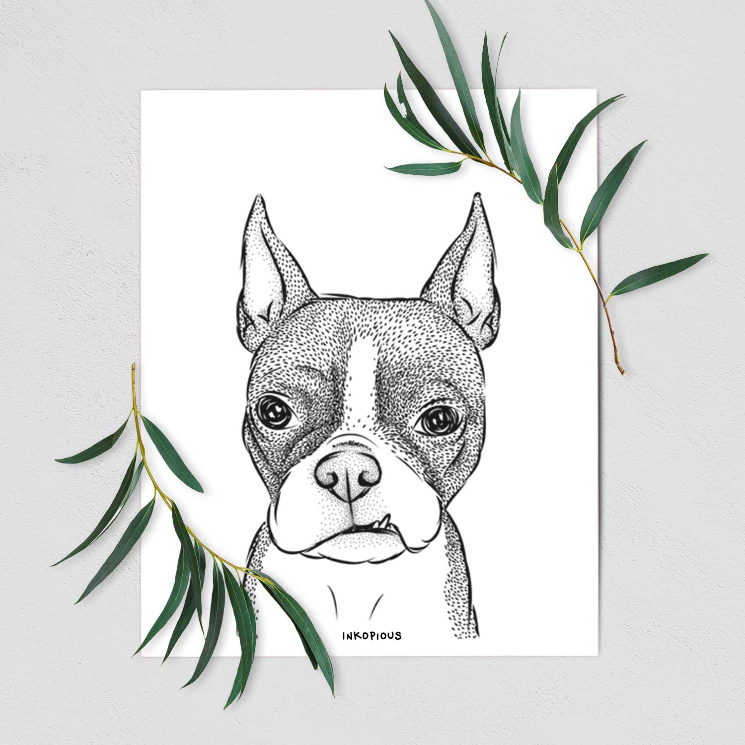 Bean the Boston Terrier Art Print