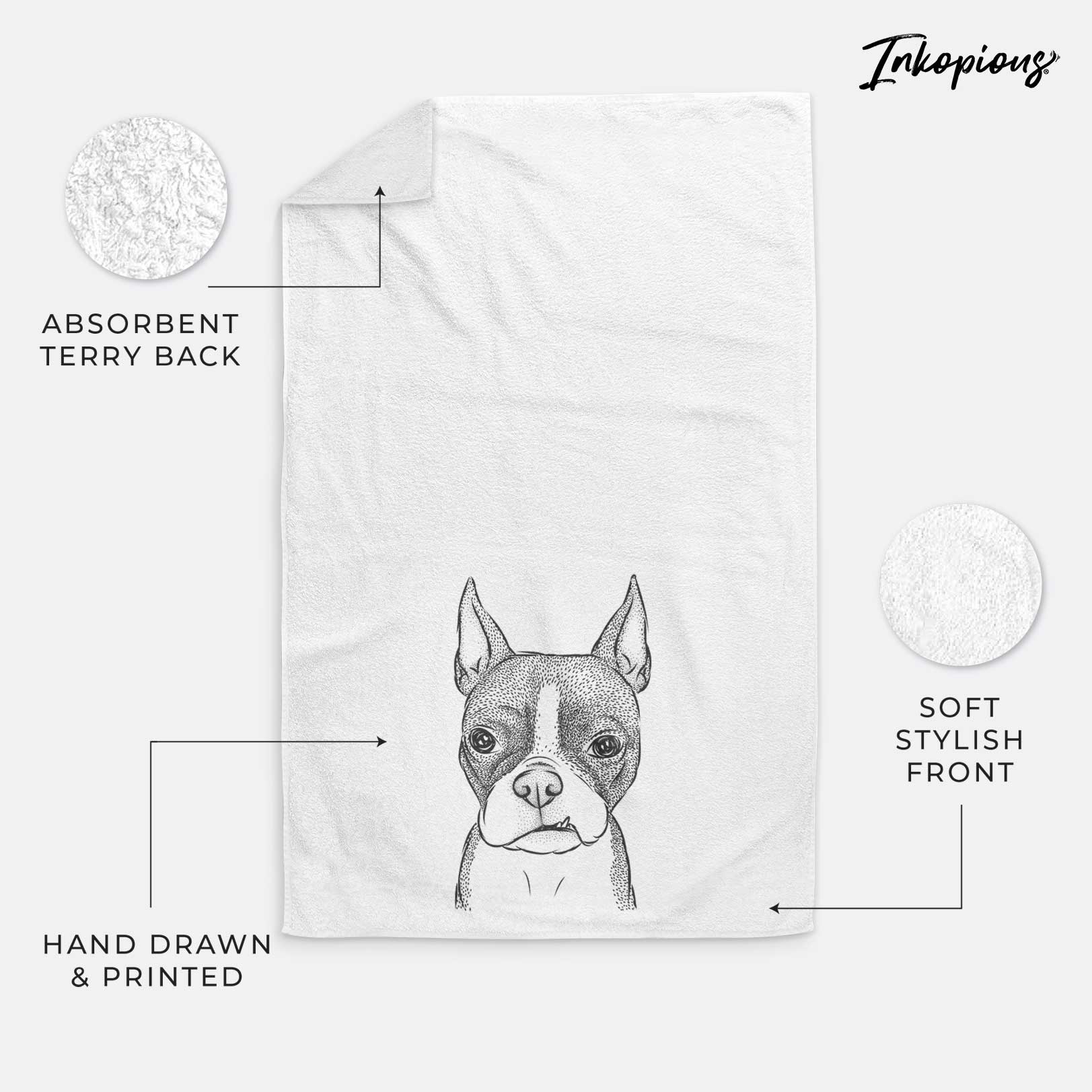 Bean the Boston Terrier Decorative Hand Towel