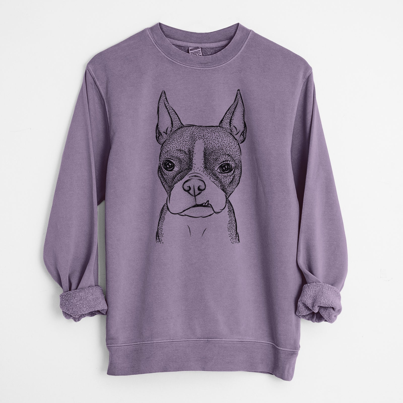 Bare Bean the Boston Terrier - Unisex Pigment Dyed Crew Sweatshirt