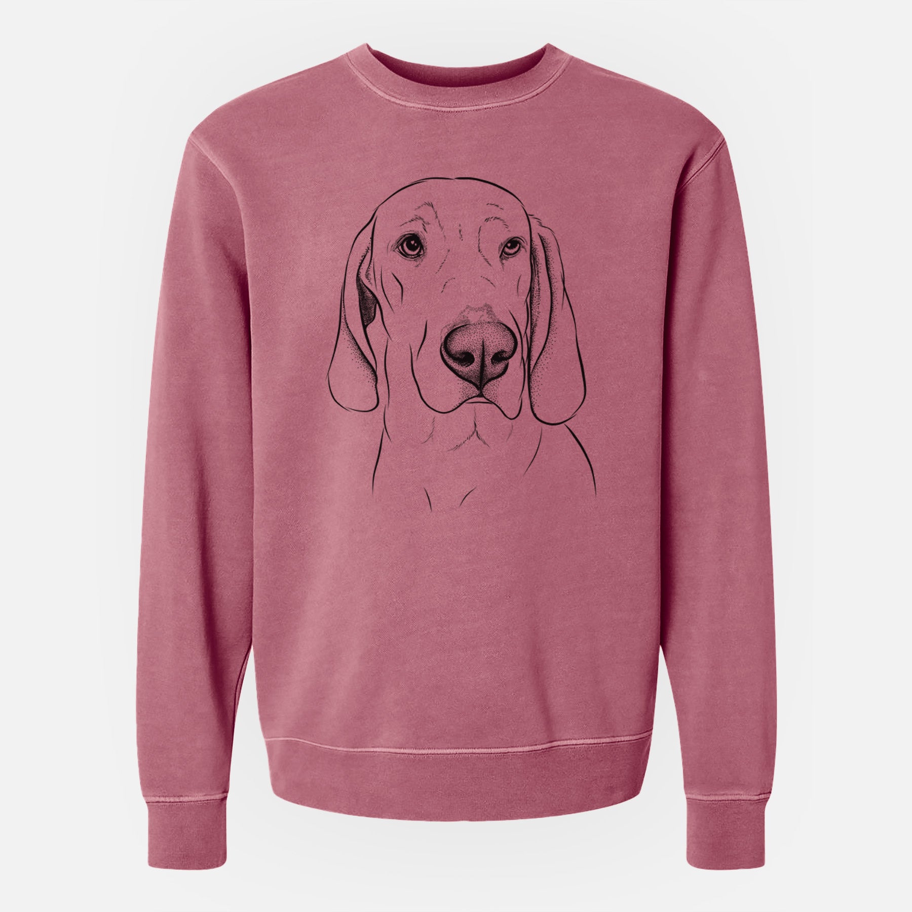 Bare Beauregard the American Redbone Coonhound - Unisex Pigment Dyed Crew Sweatshirt