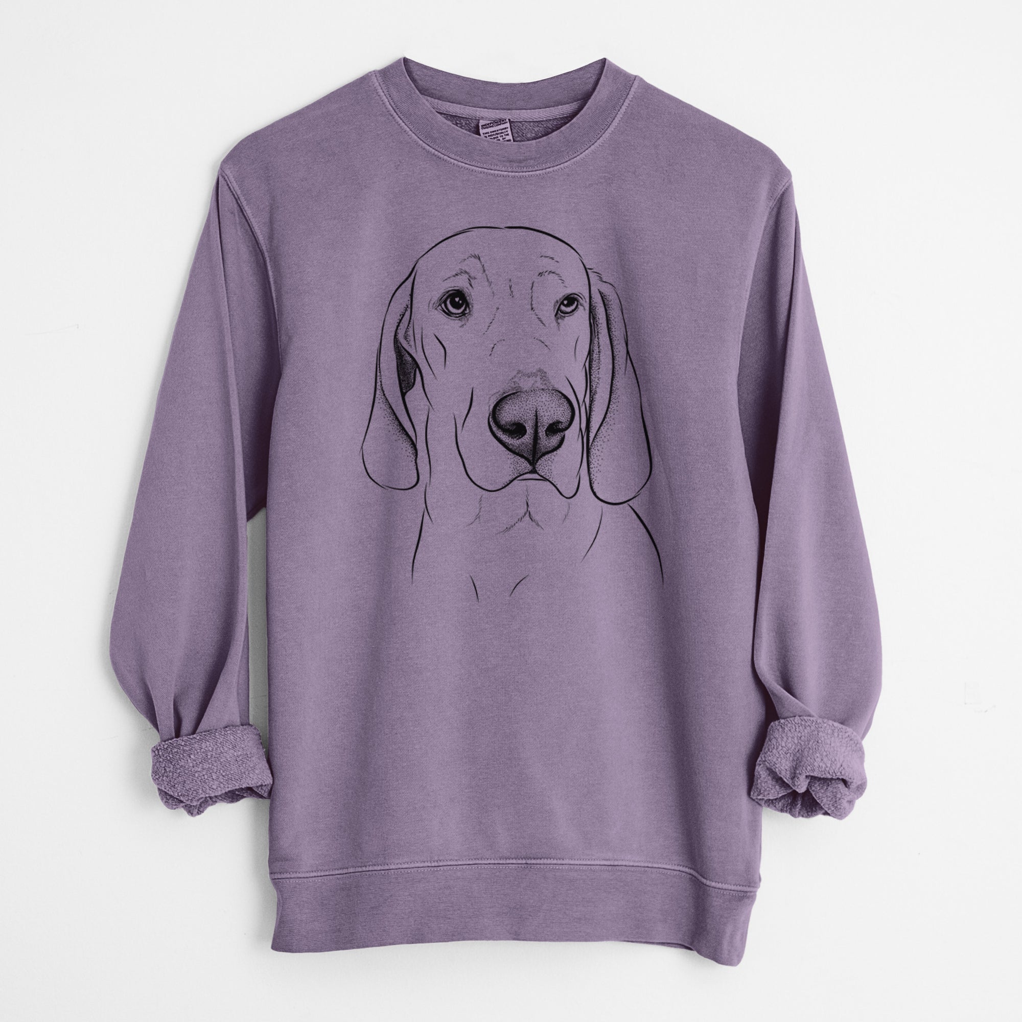 Bare Beauregard the American Redbone Coonhound - Unisex Pigment Dyed Crew Sweatshirt