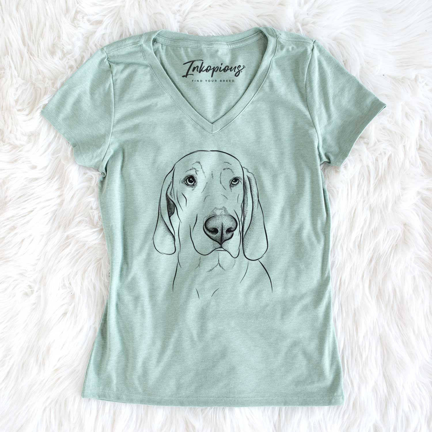 Bare Beauregard the American Redbone Coonhound - Women's V-neck Shirt