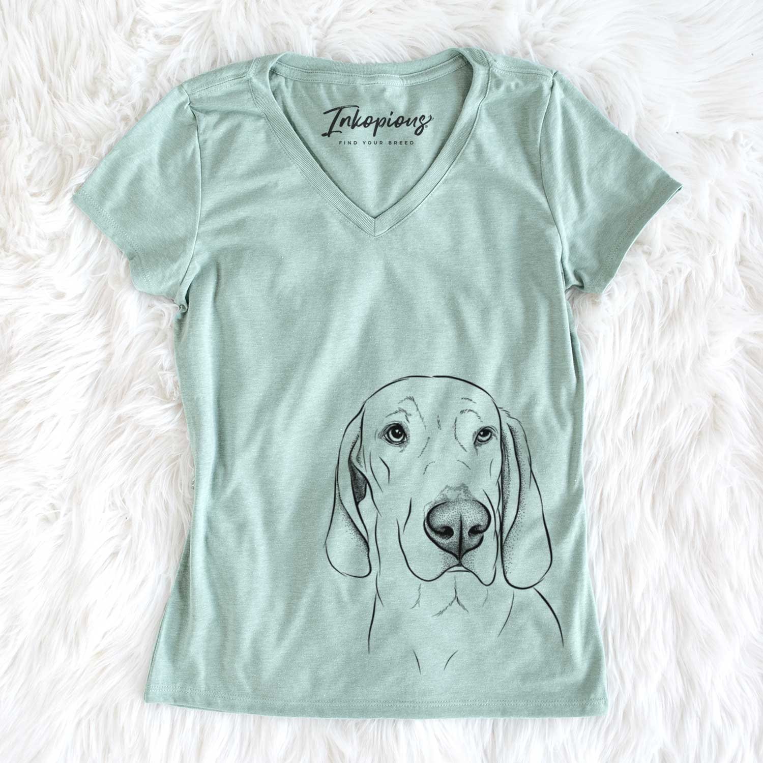 Bare Beauregard the American Redbone Coonhound - Women's V-neck Shirt