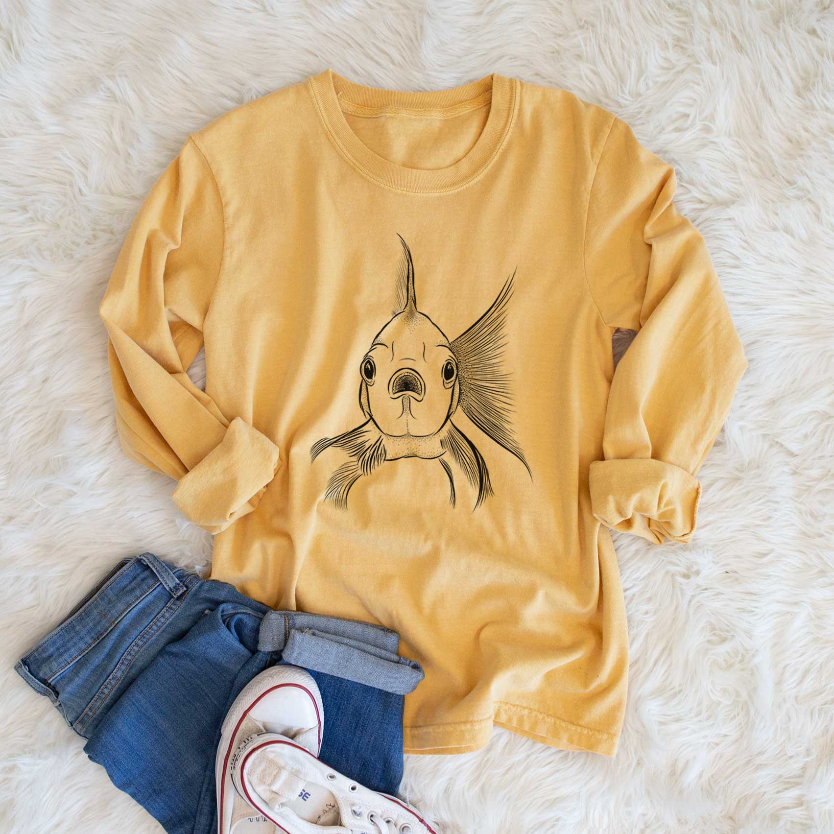 Bare Beefcake the Goldfish - Heavyweight 100% Cotton Long Sleeve