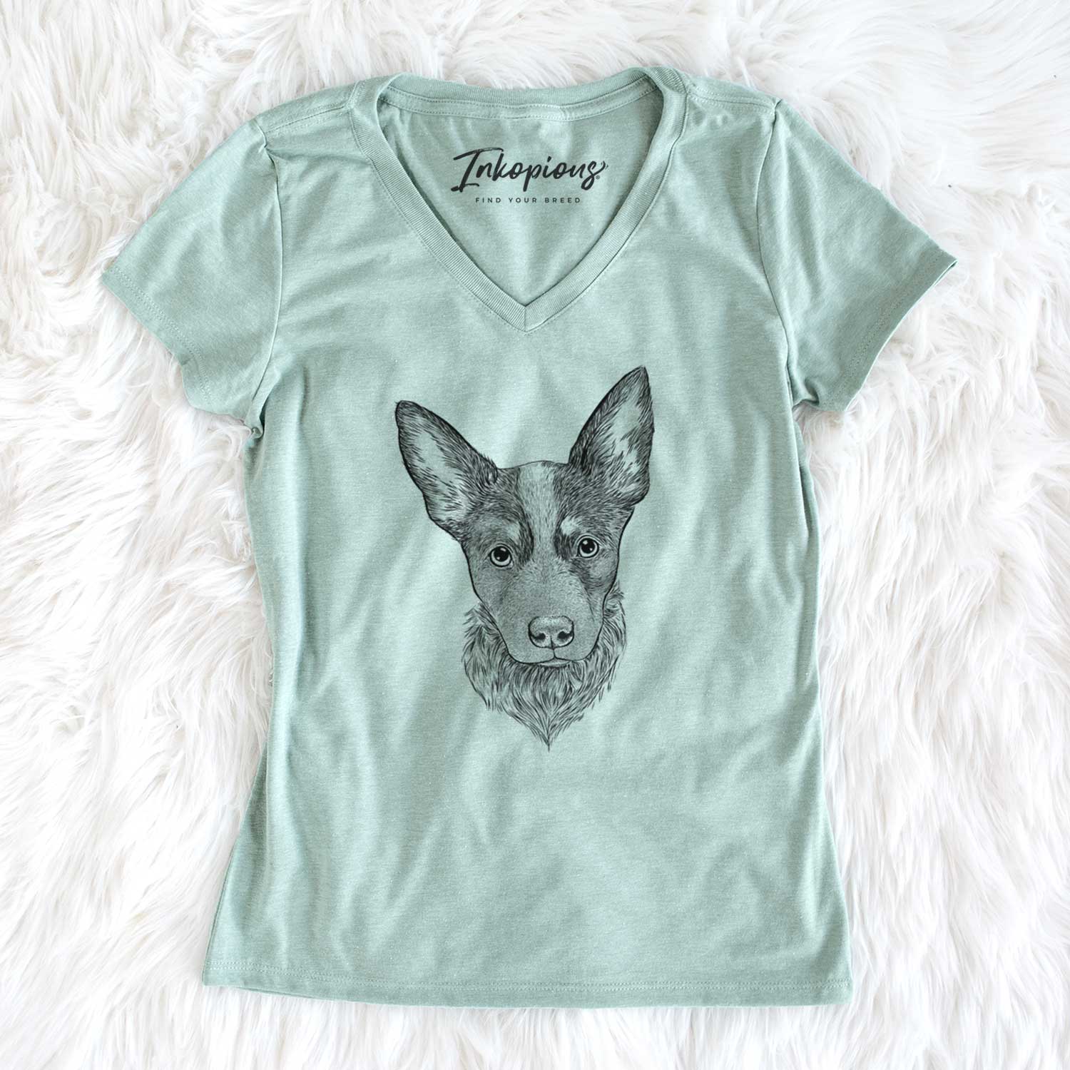 Bare Bella the Blue Heeler Puppy - Women's V-neck Shirt