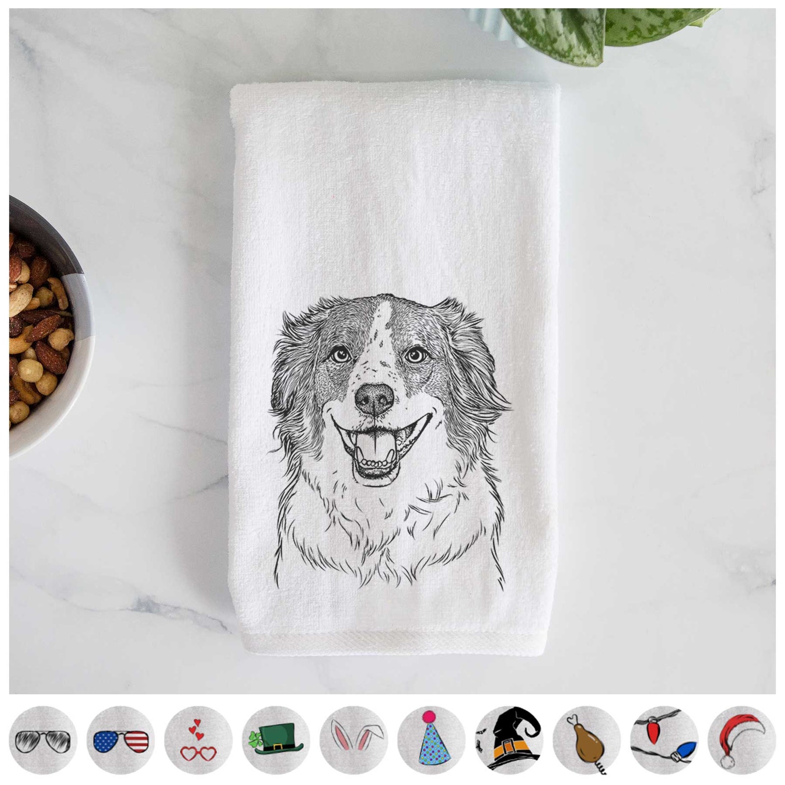 Belle the Australian Shepherd Mix Decorative Hand Towel