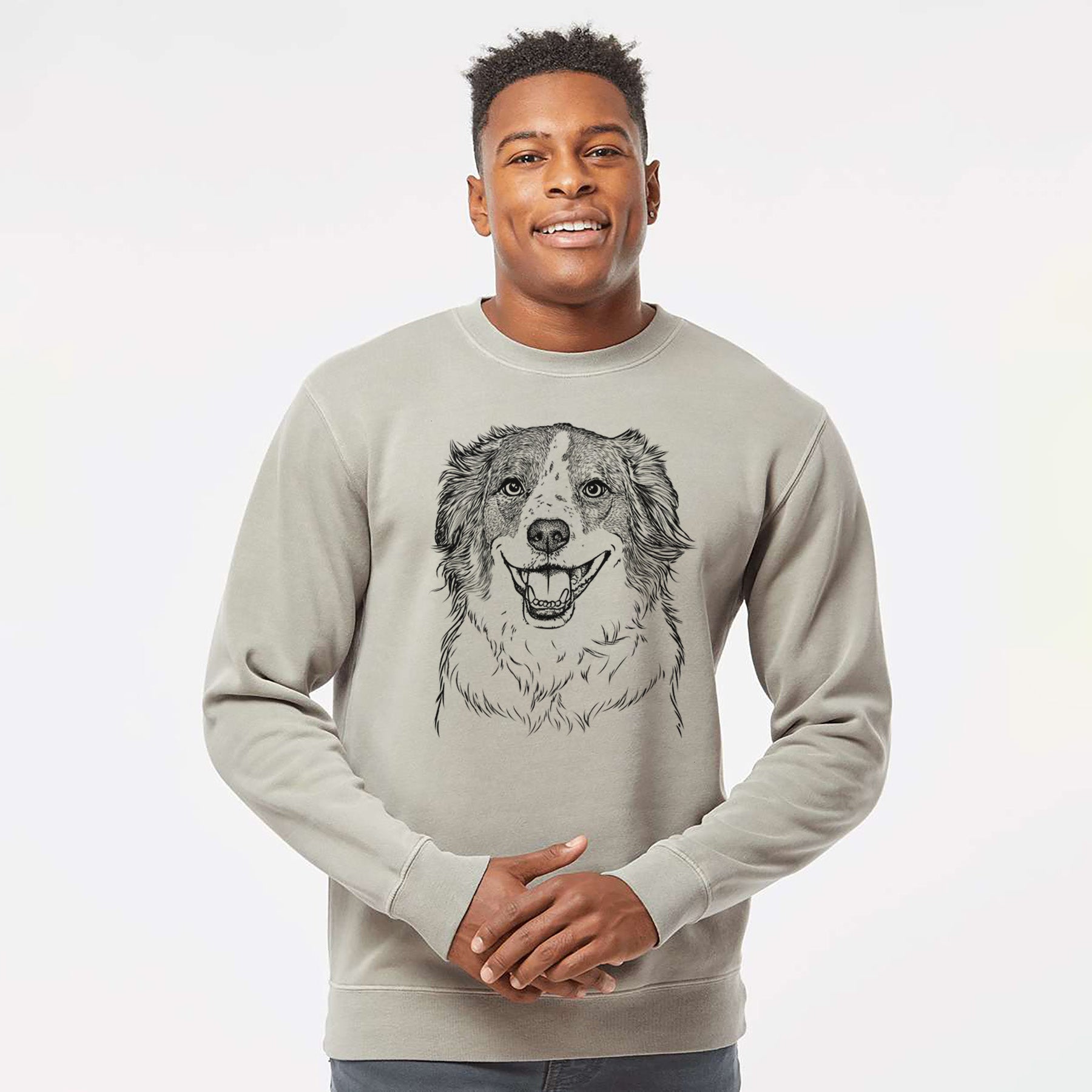 Bare Belle the Australian Shepherd Mix - Unisex Pigment Dyed Crew Sweatshirt