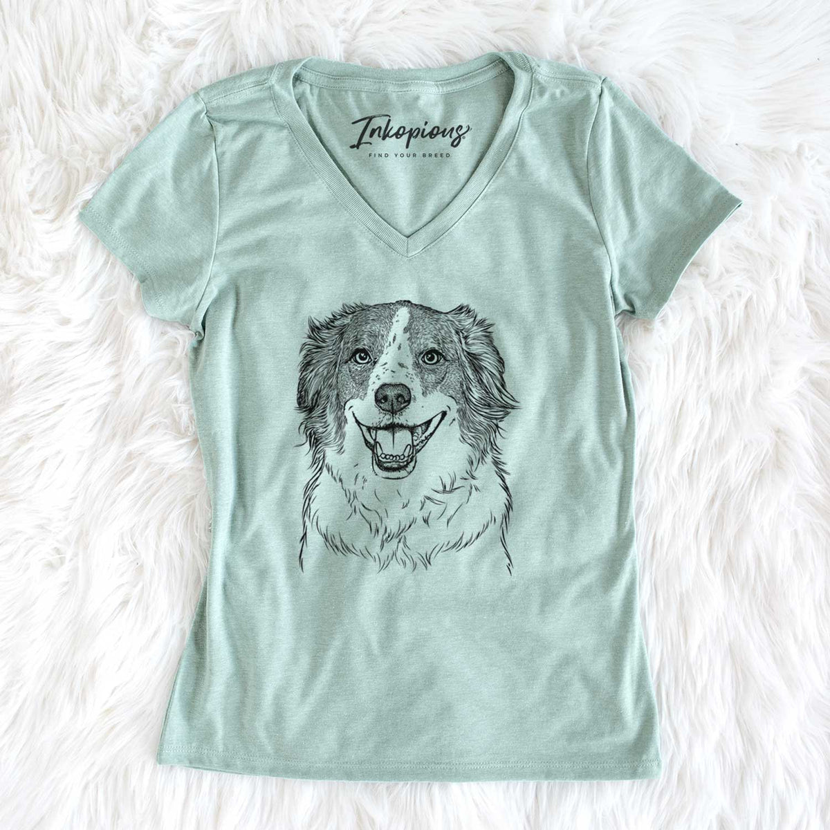 Bare Belle the Australian Shepherd Mix - Women&#39;s V-neck Shirt