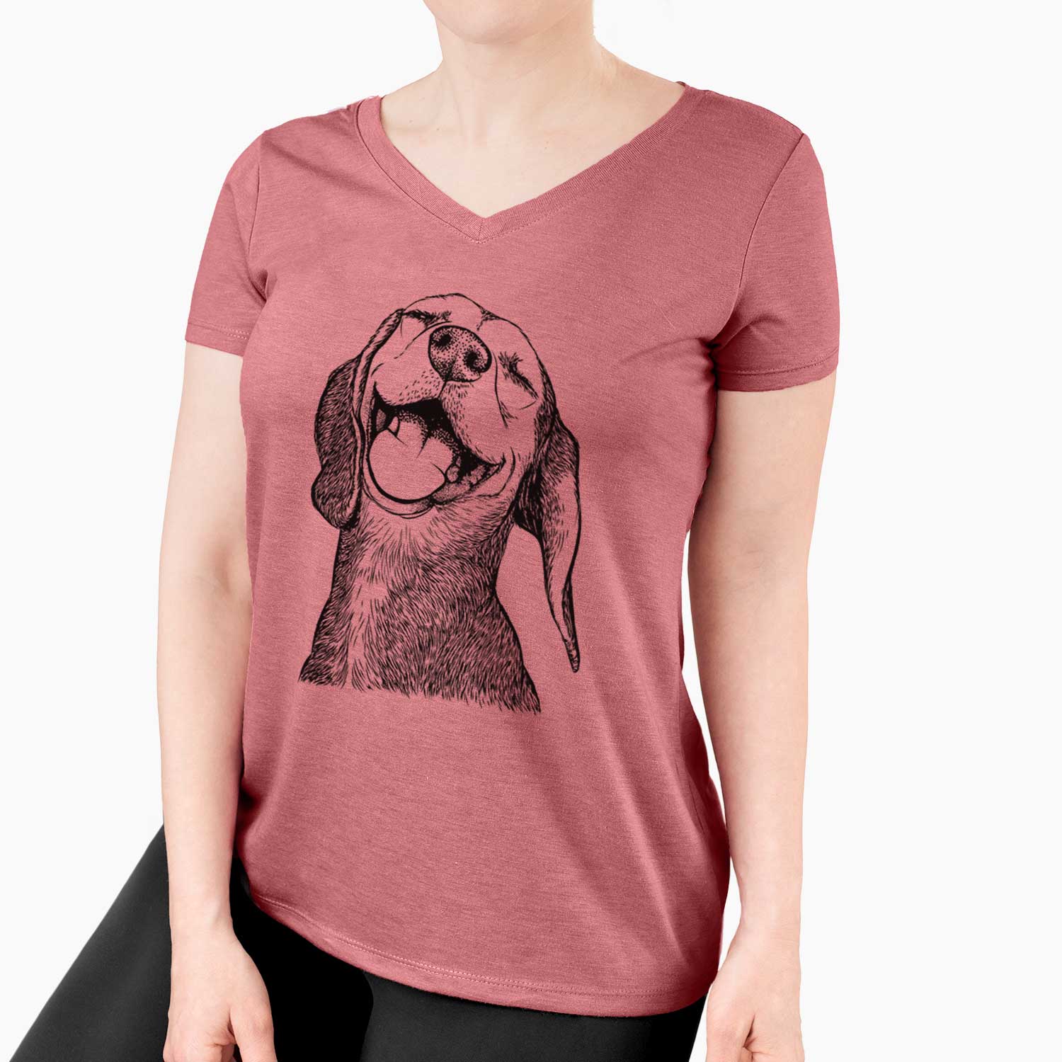 Bare Belle the Hound Mix - Women's V-neck Shirt