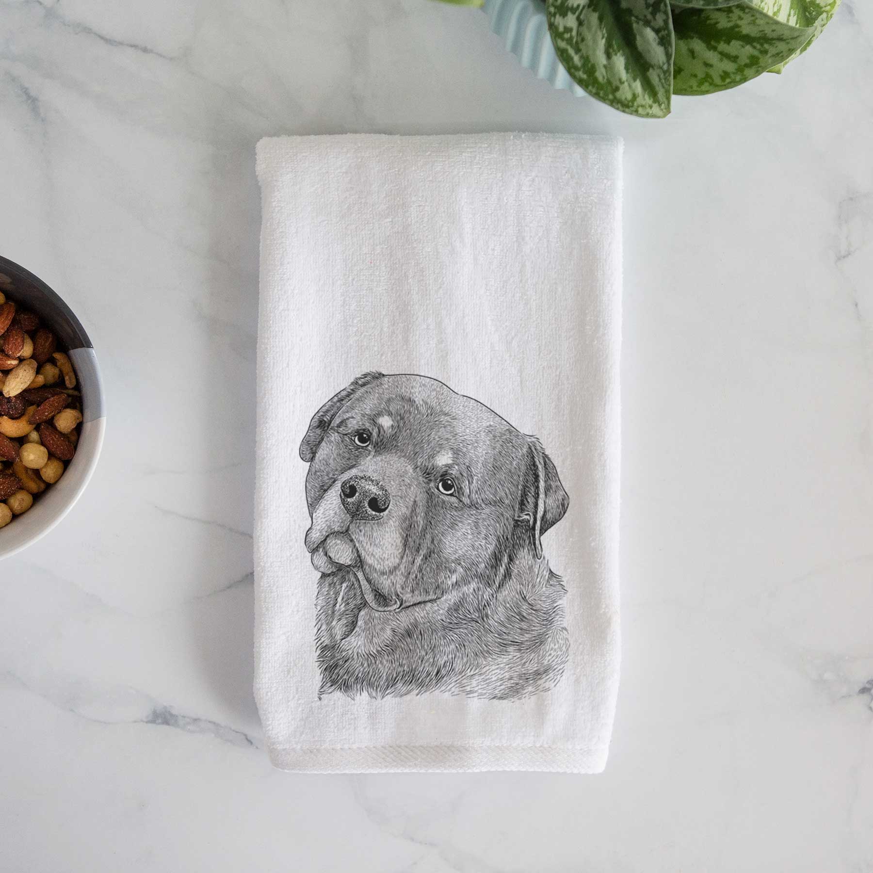 Bender the Rottweiler Decorative Hand Towel