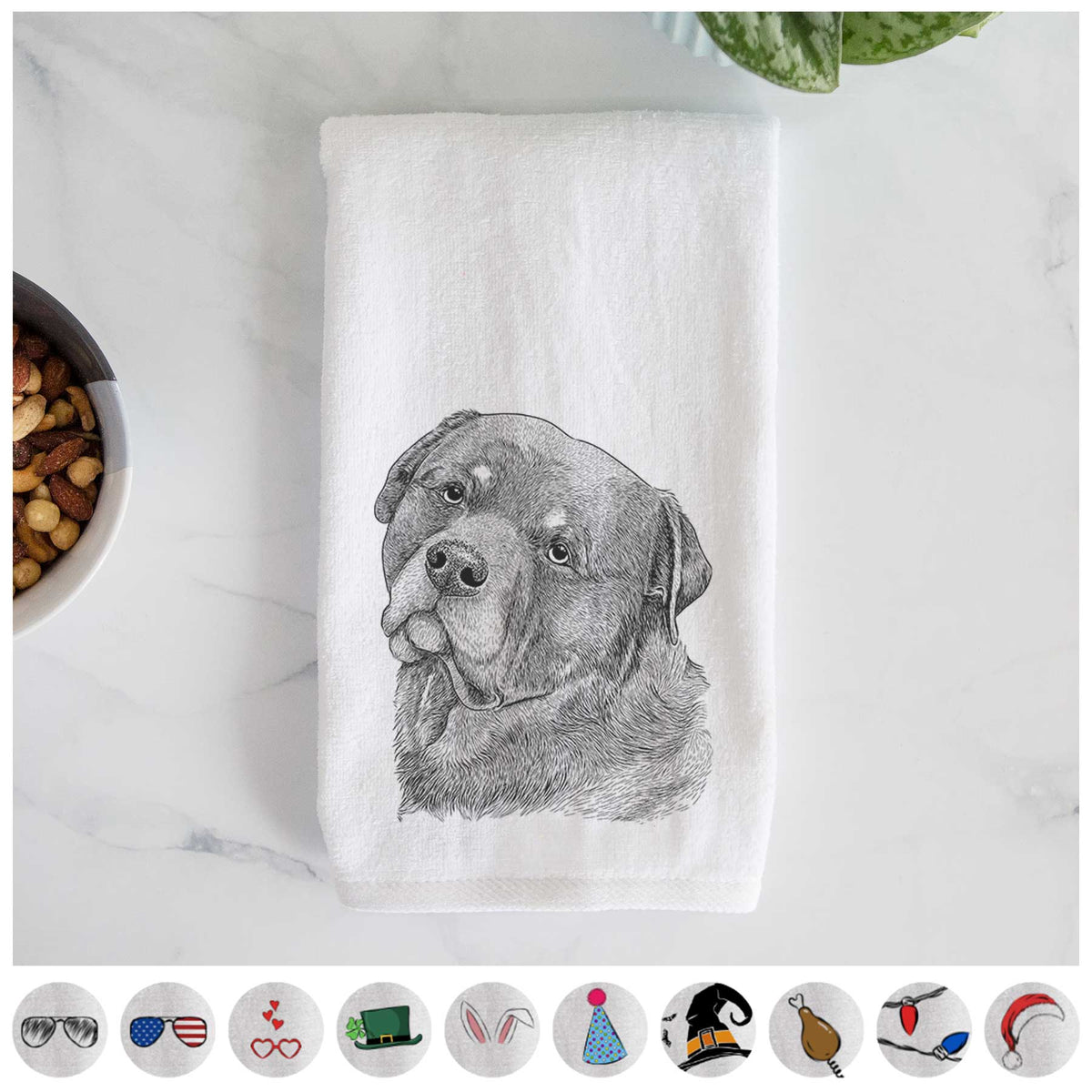 Bender the Rottweiler Decorative Hand Towel