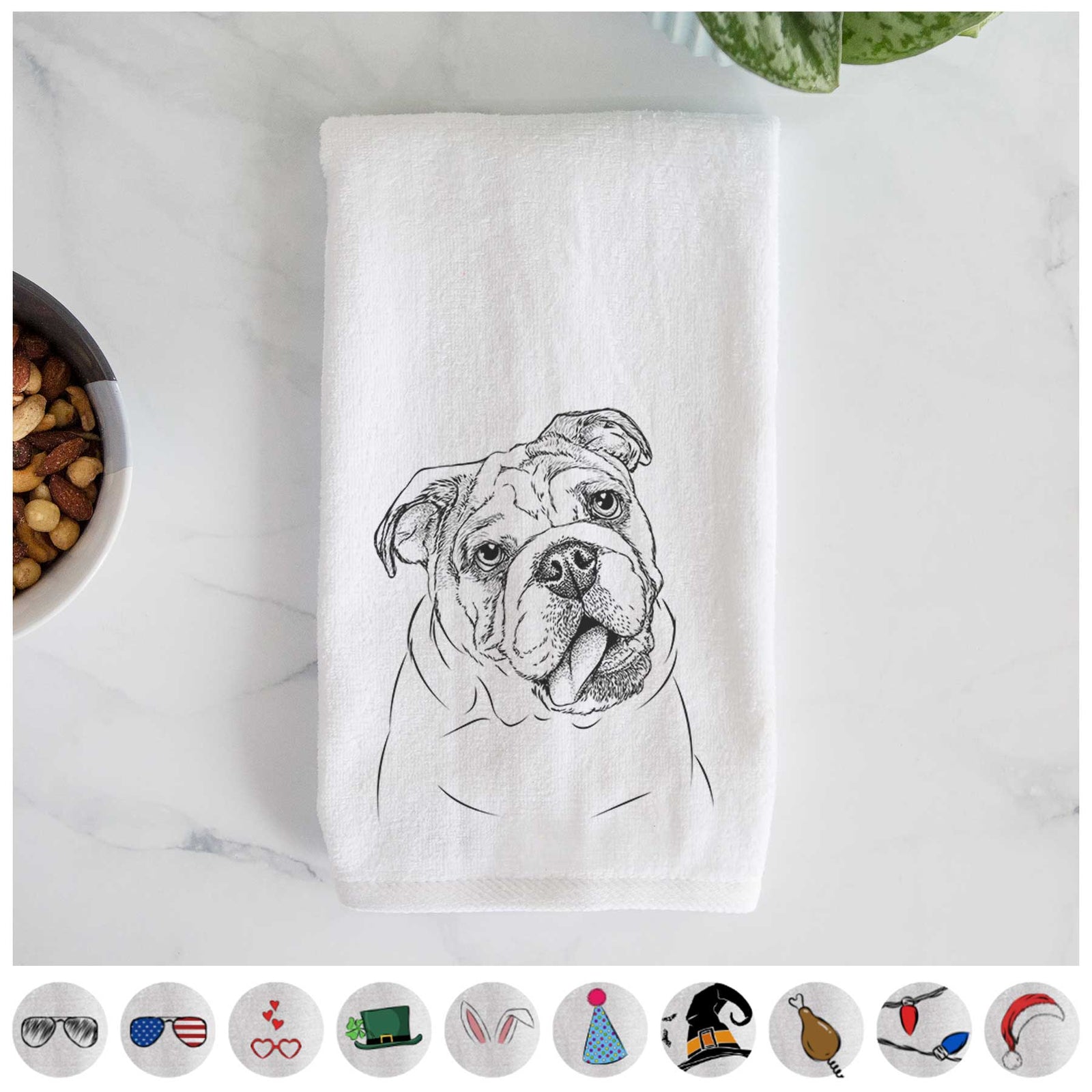 Benson the English Bulldog Decorative Hand Towel