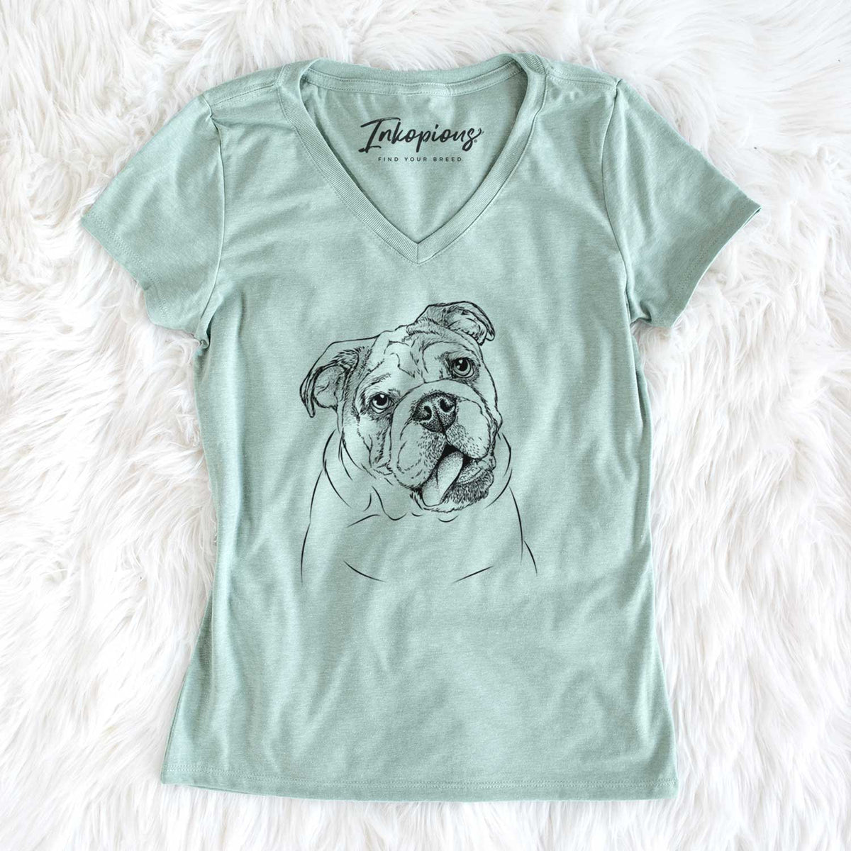 Bare Benson the English Bulldog - Women&#39;s V-neck Shirt