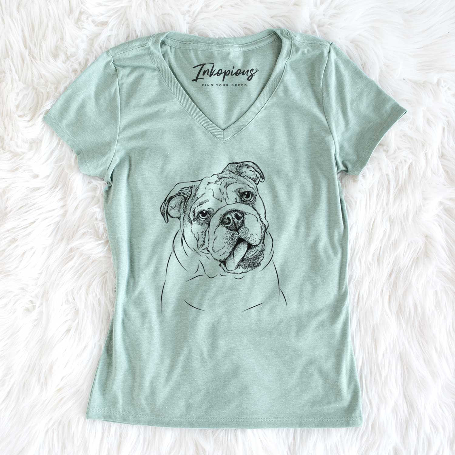 Bare Benson the English Bulldog - Women's V-neck Shirt