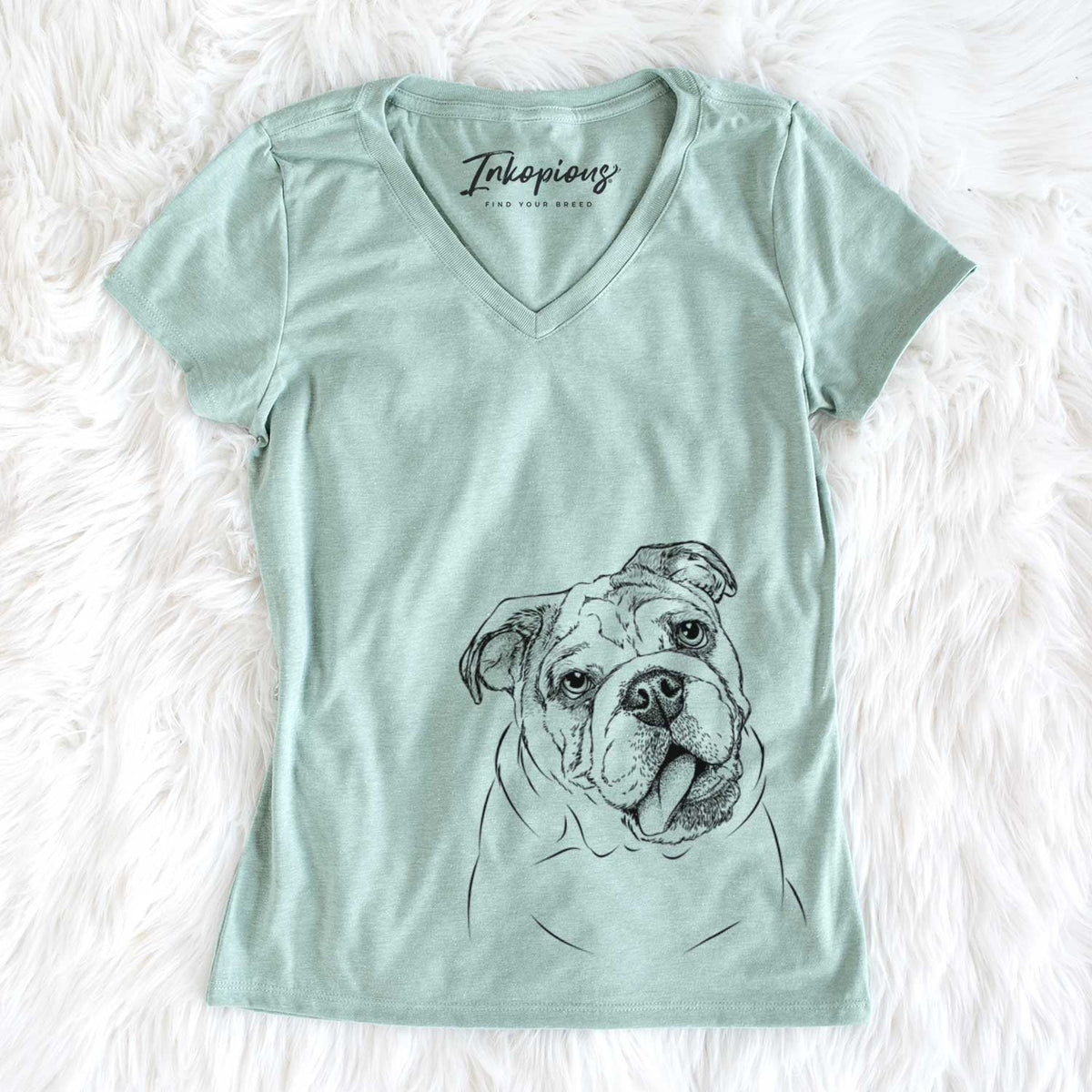 Bare Benson the English Bulldog - Women's V-neck Shirt