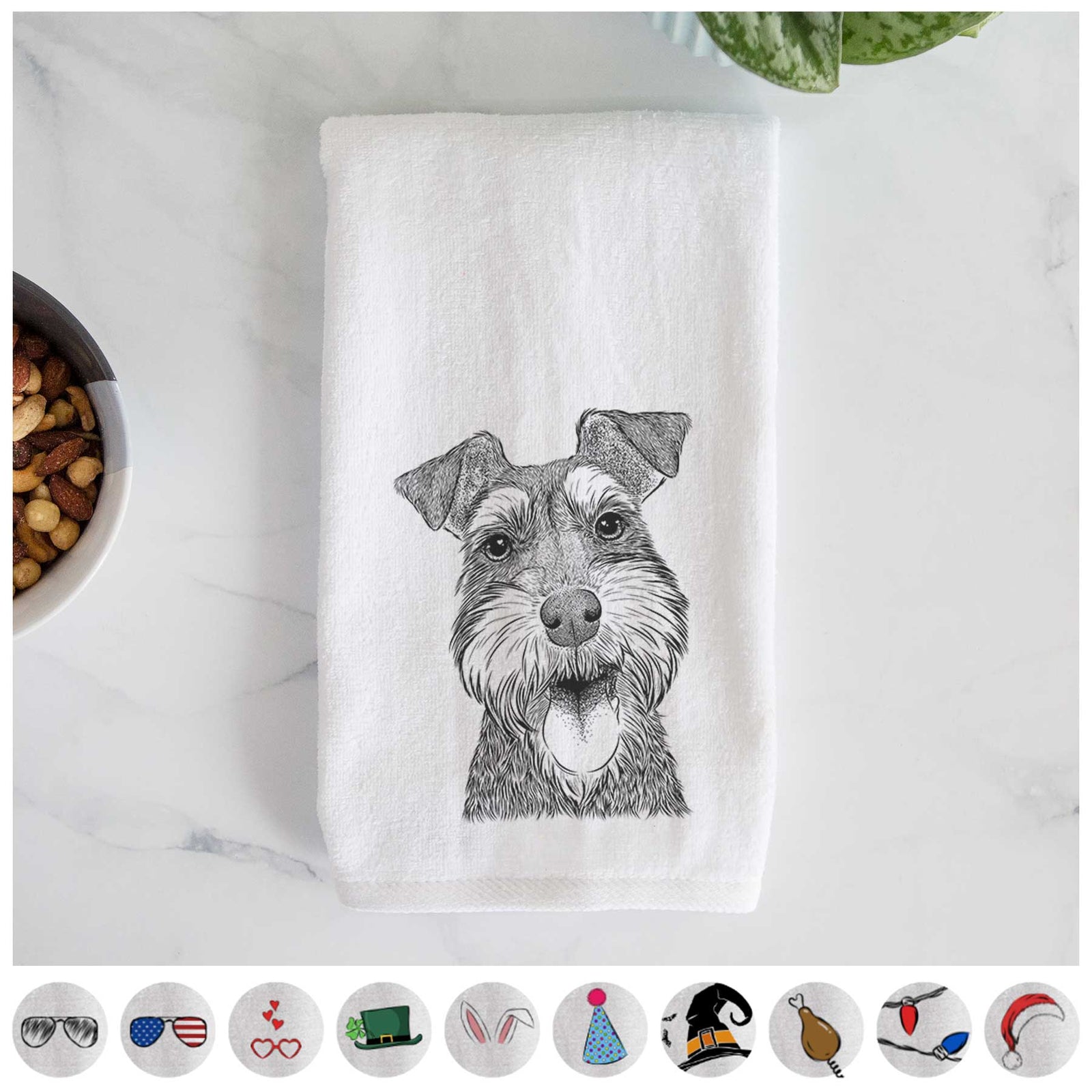 Bernadette the Mini Schnauzer Decorative Hand Towel