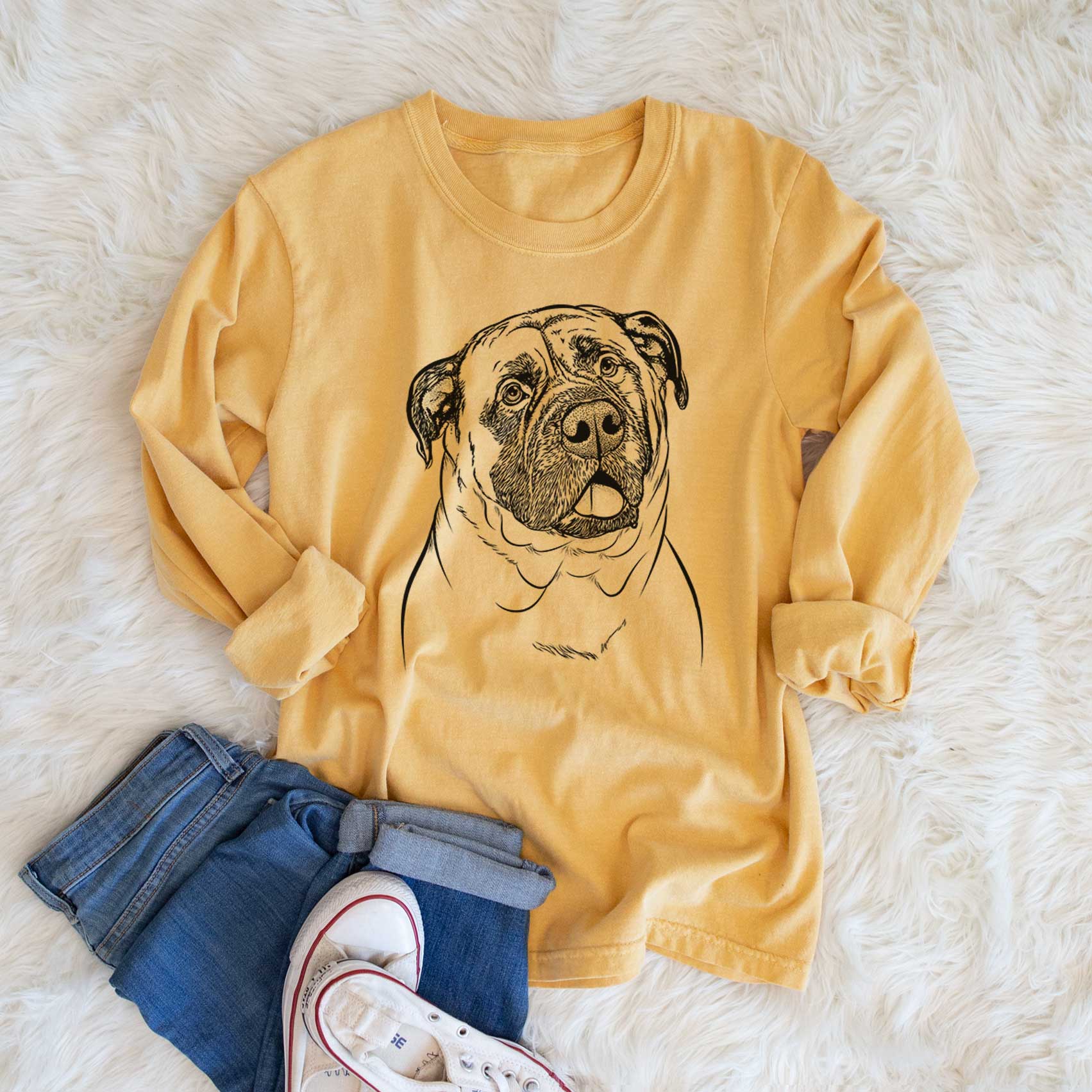 Bare Big P the English Mastiff - Heavyweight 100% Cotton Long Sleeve