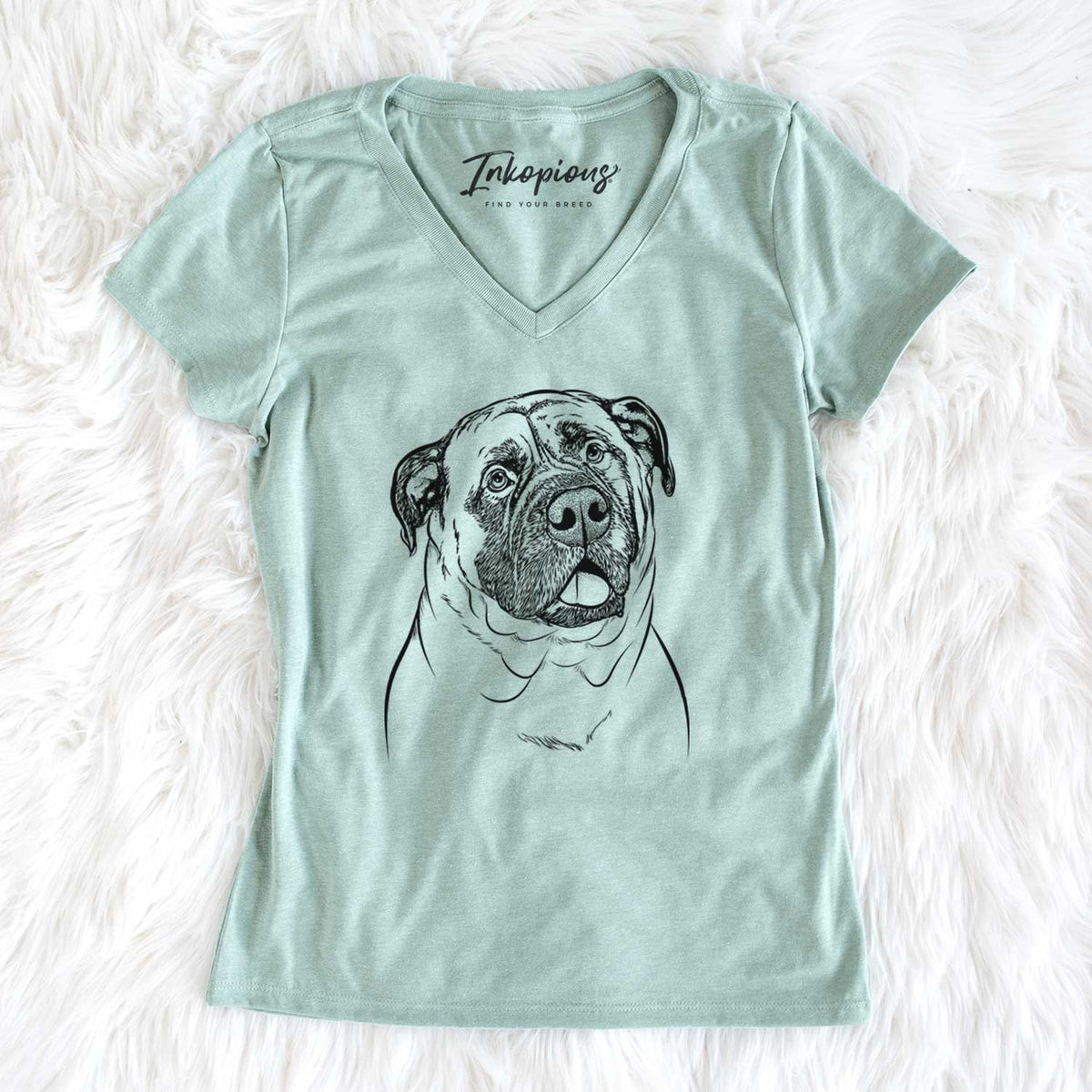 Bare Big P the English Mastiff - Women&#39;s V-neck Shirt