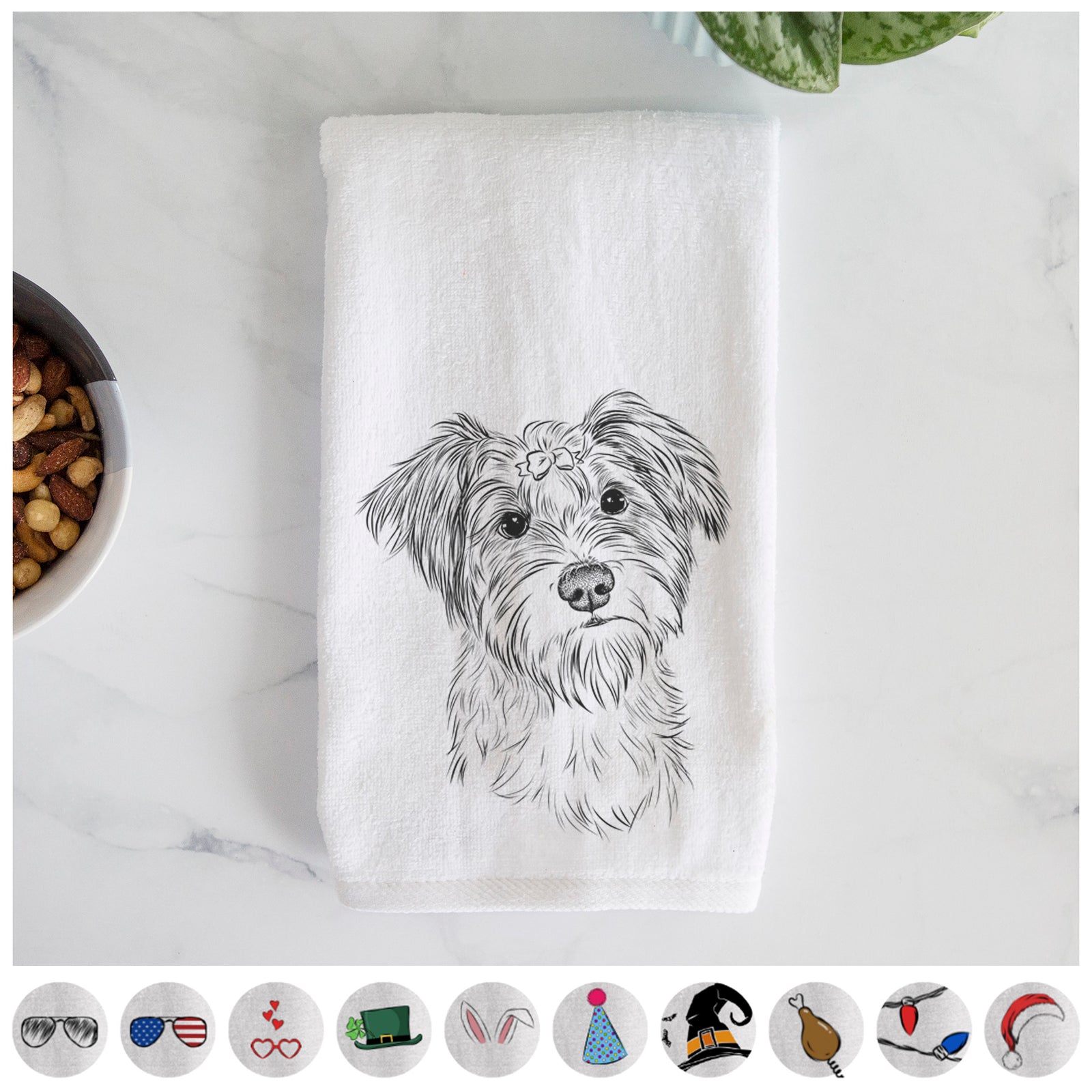 Birdee the Schnauzer Mix Decorative Hand Towel