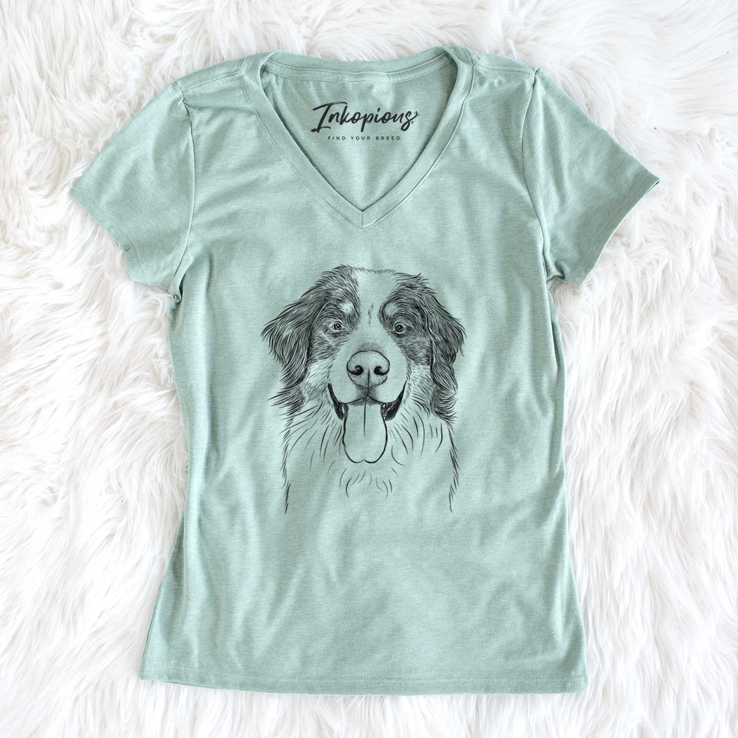 Bare Blaze the Bernese Mountain Dog - Women's V-neck Shirt