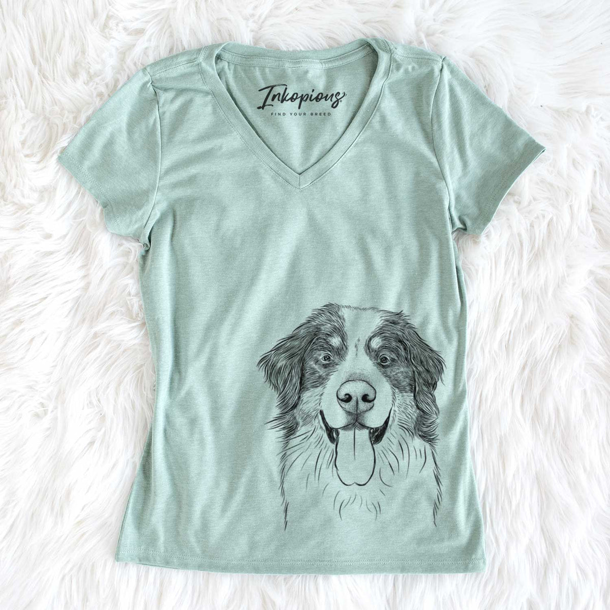 Bare Blaze the Bernese Mountain Dog - Women's V-neck Shirt