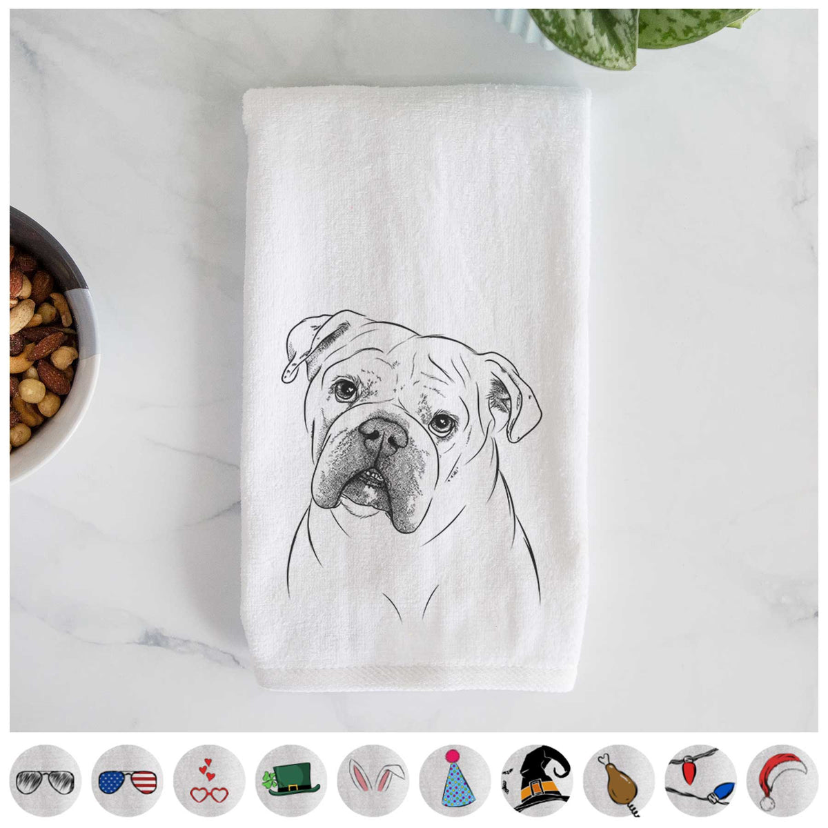 Blossom the English Bulldog Decorative Hand Towel