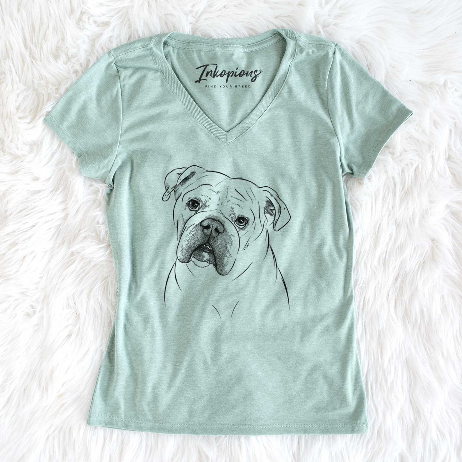 Bare Blossom the English Bulldog - Women's V-neck Shirt