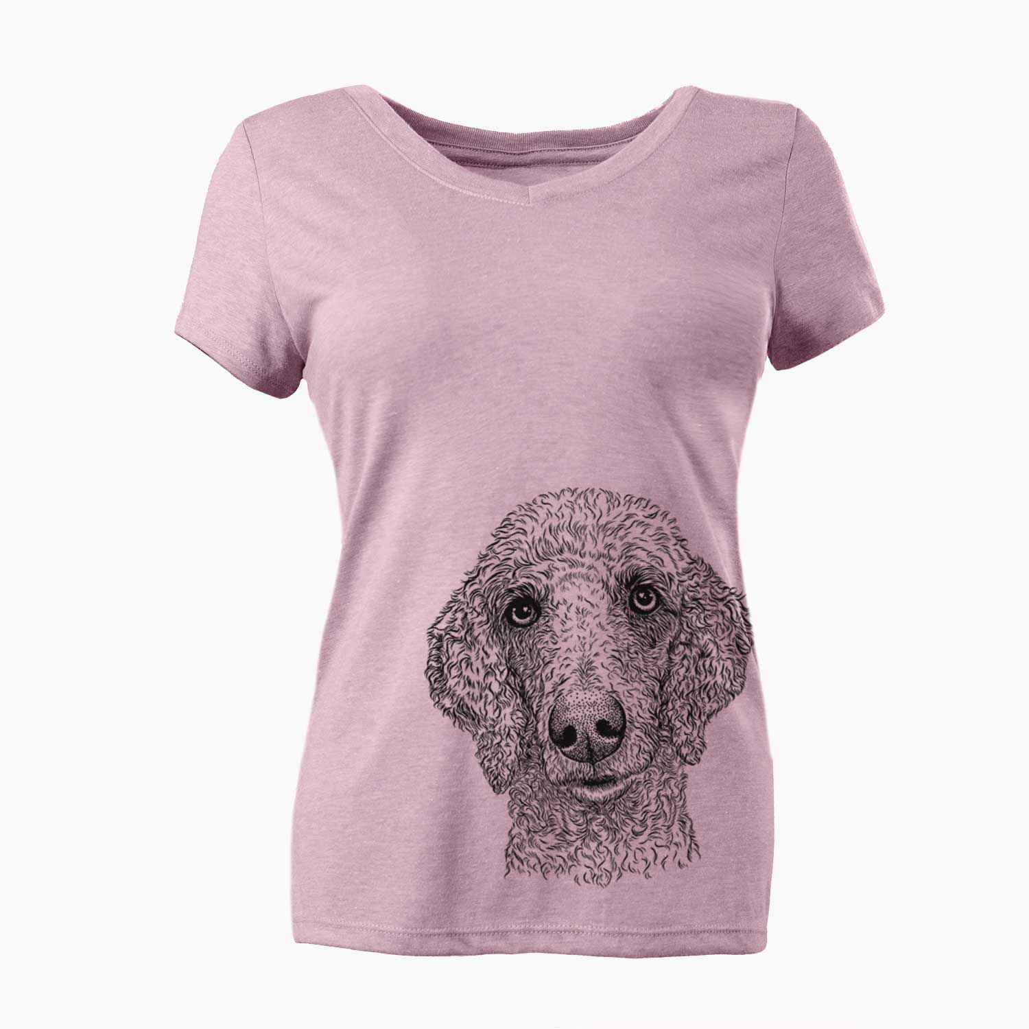 Bare Blossom the Poodle - Women's V-neck Shirt