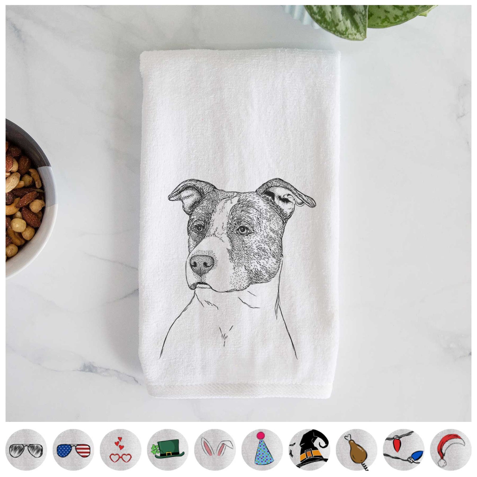 Blu the Pitbull Decorative Hand Towel