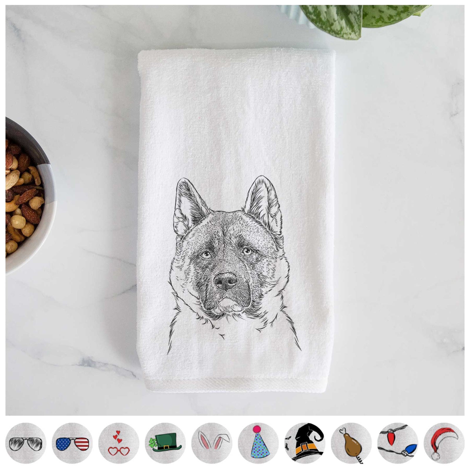 Bo the American Akita Decorative Hand Towel