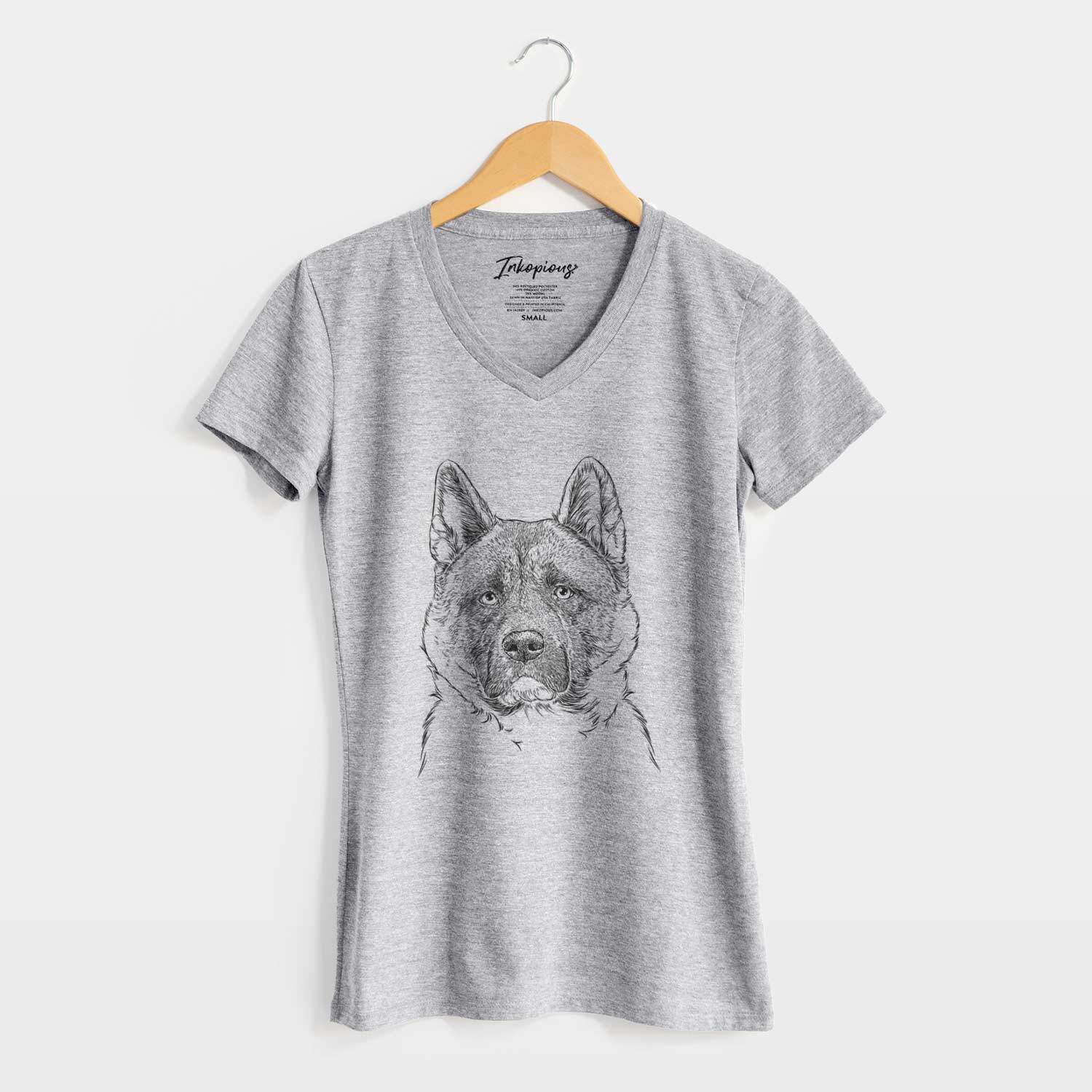 Bare Bo the American Akita - Women's V-neck Shirt