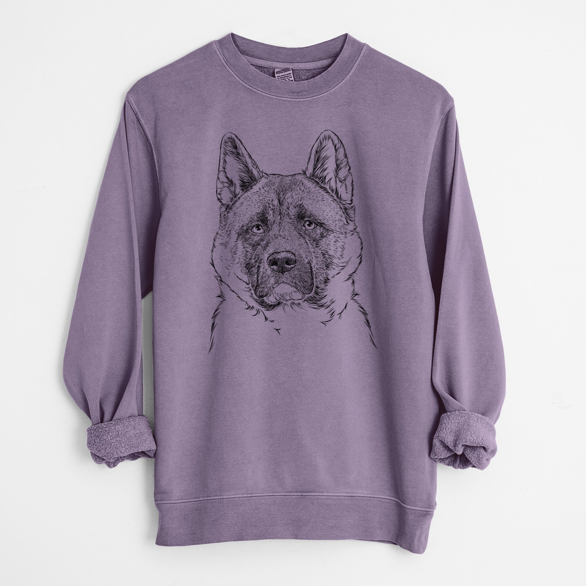 Bare Bo the American Akita - Unisex Pigment Dyed Crew Sweatshirt