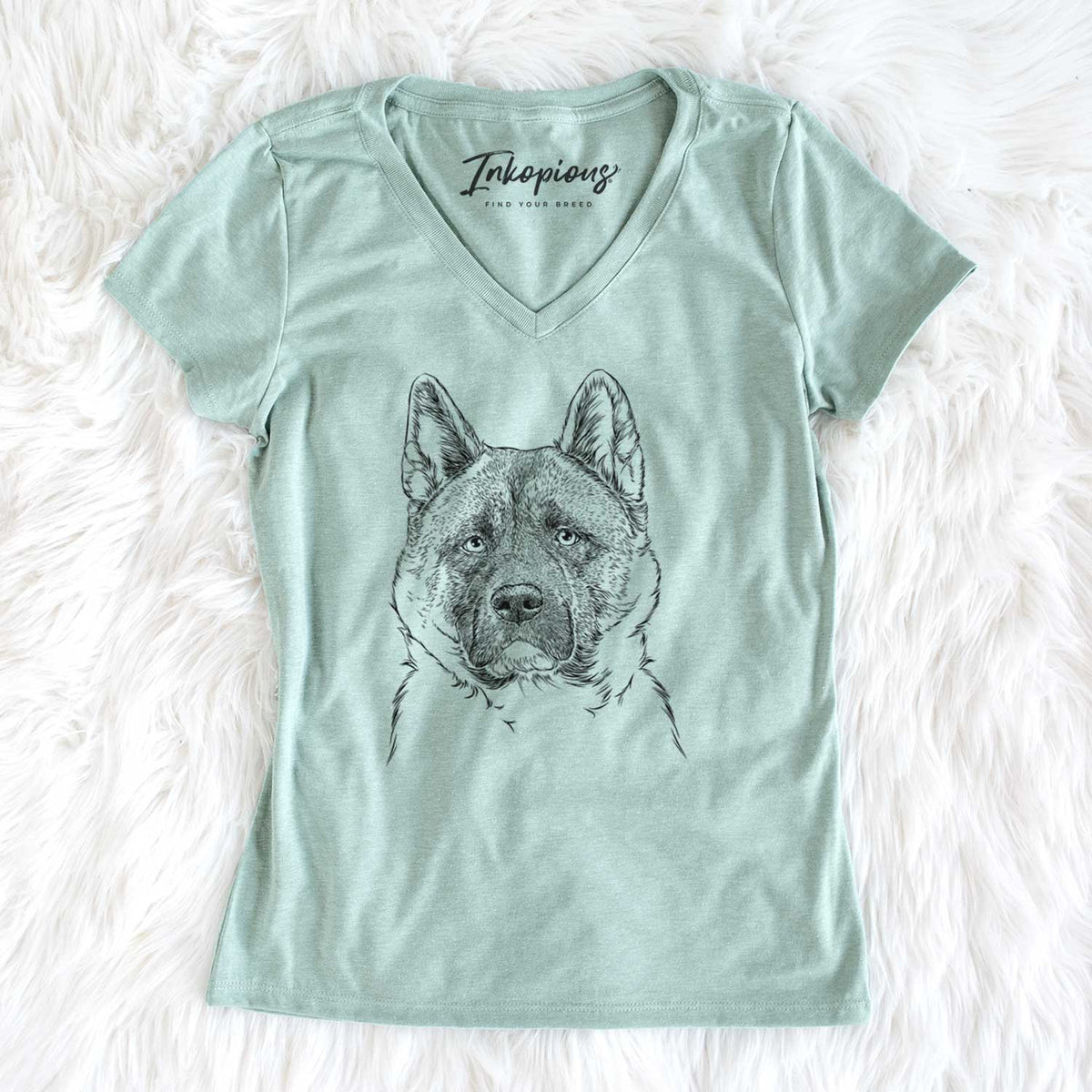 Bare Bo the American Akita - Women&#39;s V-neck Shirt