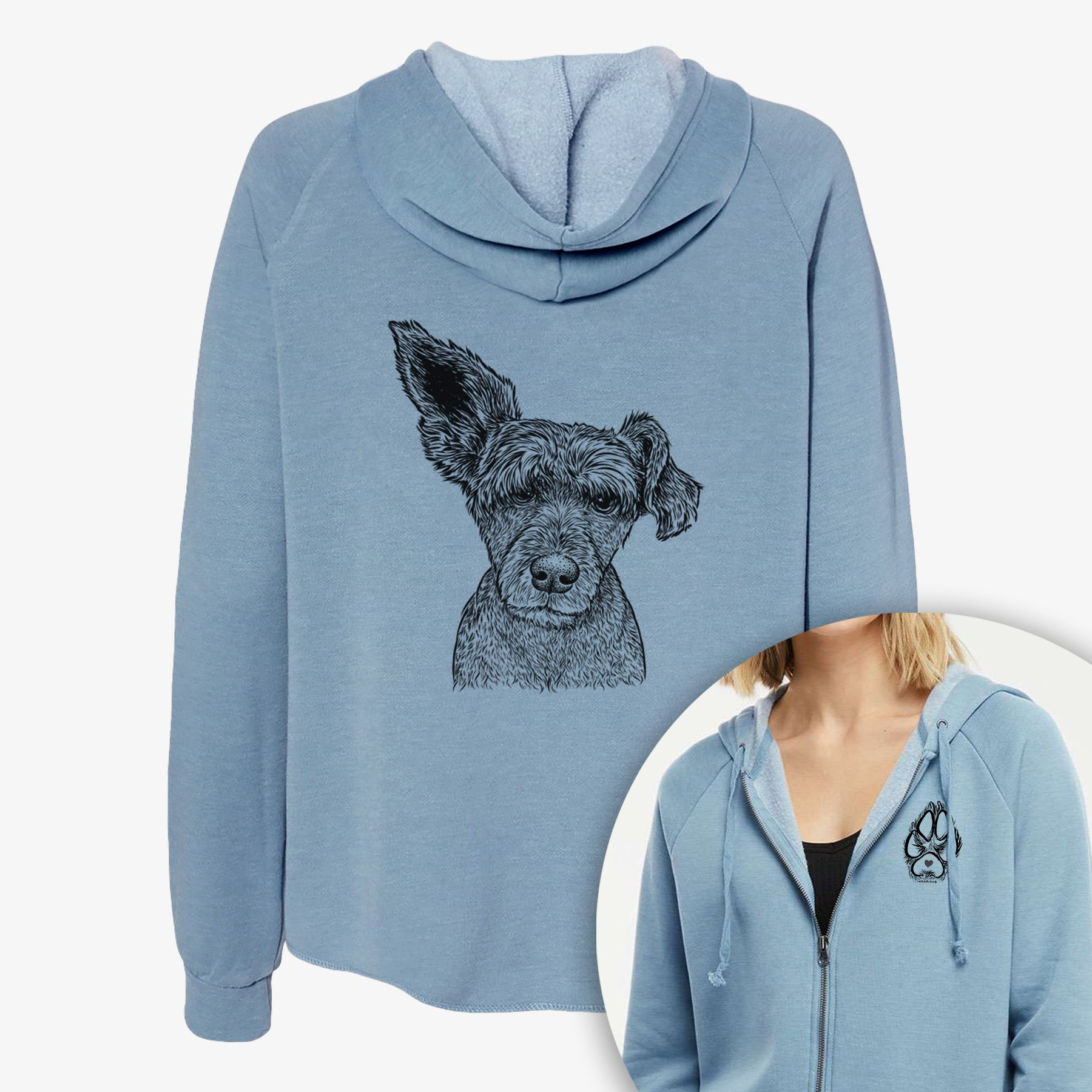 Boodles the Schnauzer Mix - Women's Cali Wave Zip-Up Sweatshirt